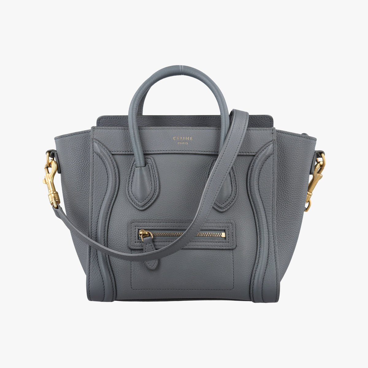 Pre-owned Celine luggage nano shopper Grey Leather  shoulderbag | stylenewstar