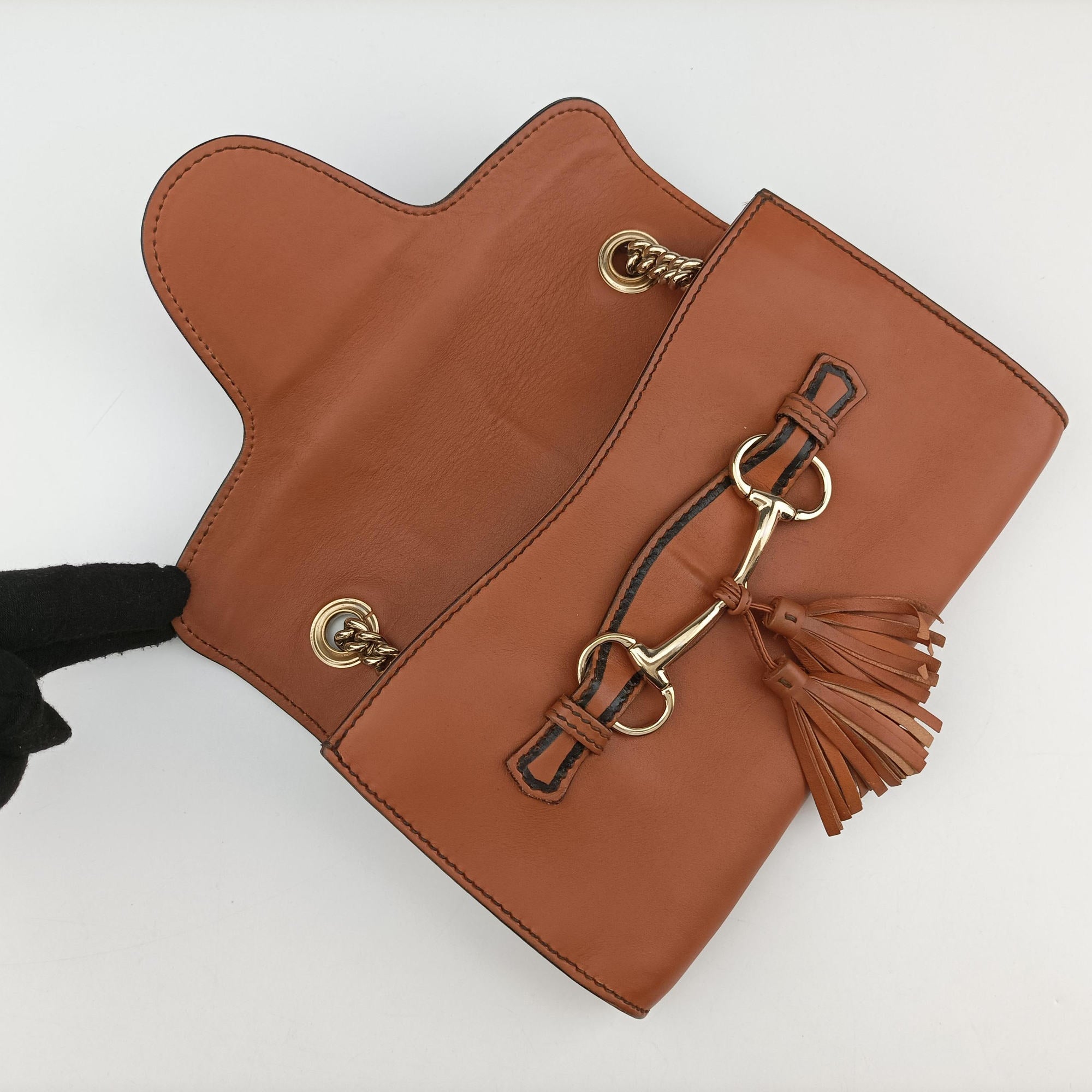 Pre-owned Gucci Emily Camel Leather 283063 shoulderbag | stylenewstar