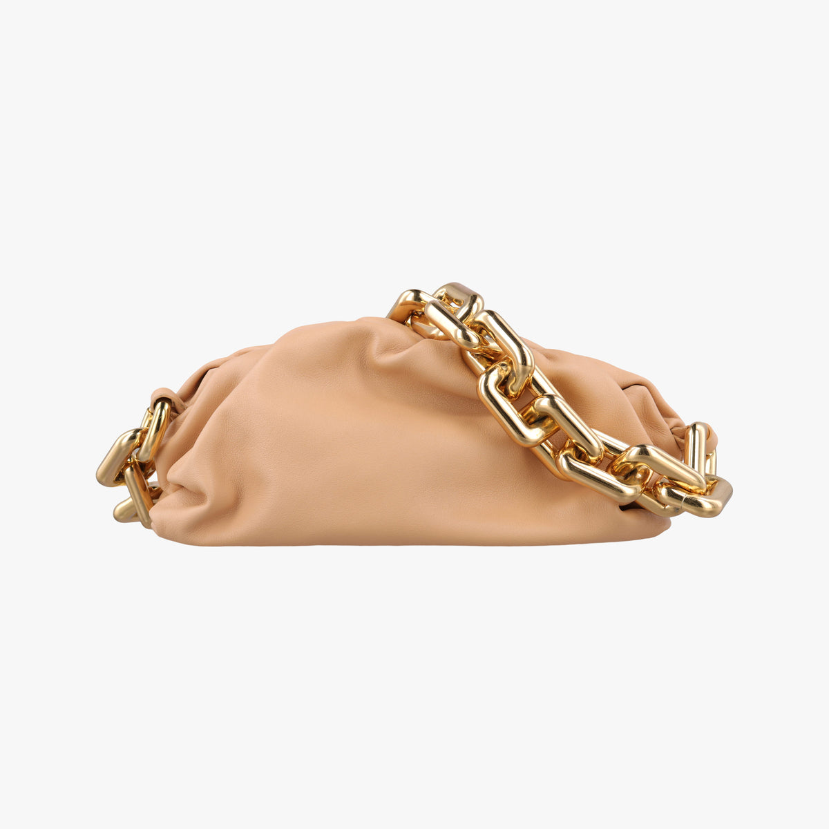 Pre-owned Bottega Veneta The Chain Pouch Camel lambskin  shoulderbag | stylenewstar