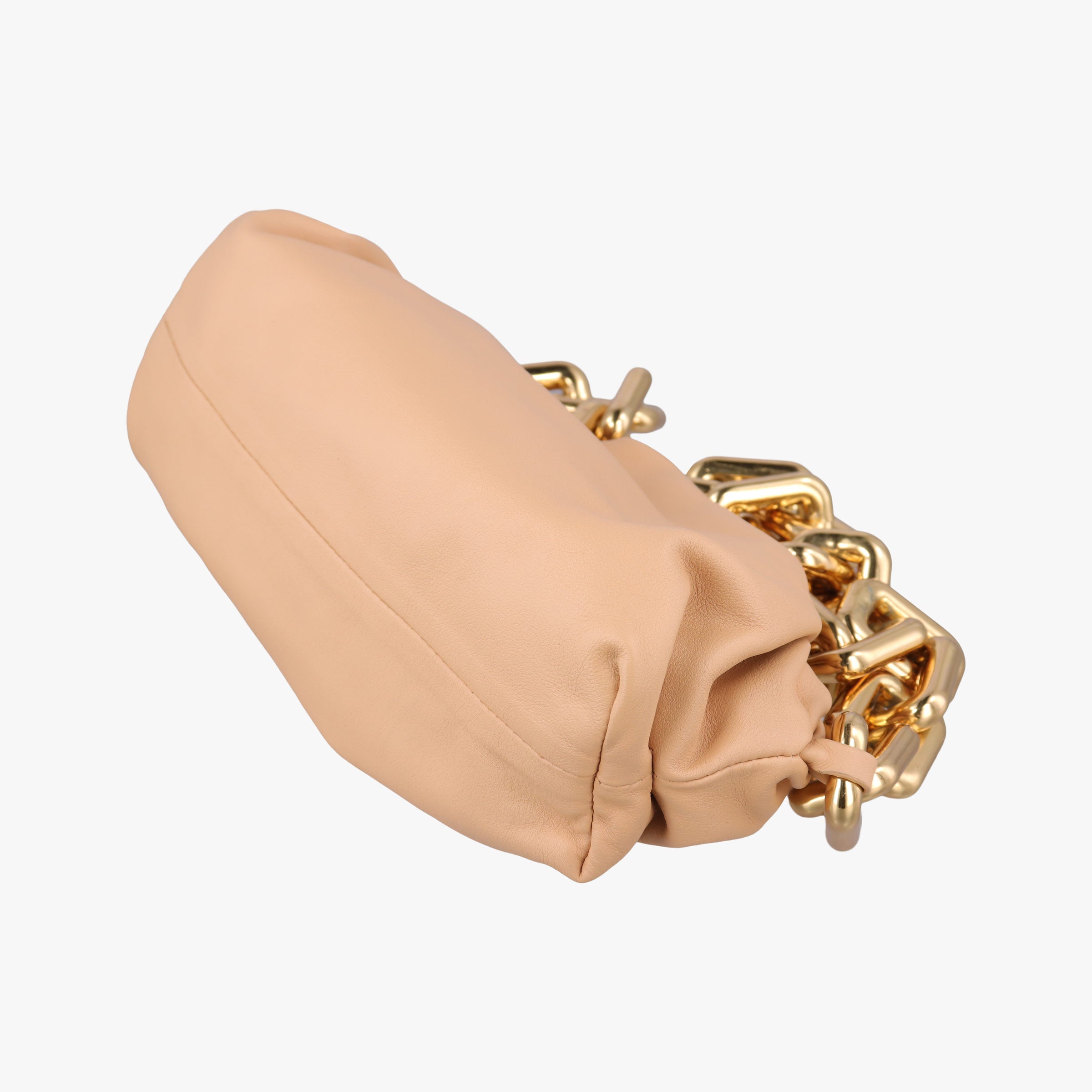 Pre-owned Bottega Veneta The Chain Pouch Camel lambskin  shoulderbag | stylenewstar