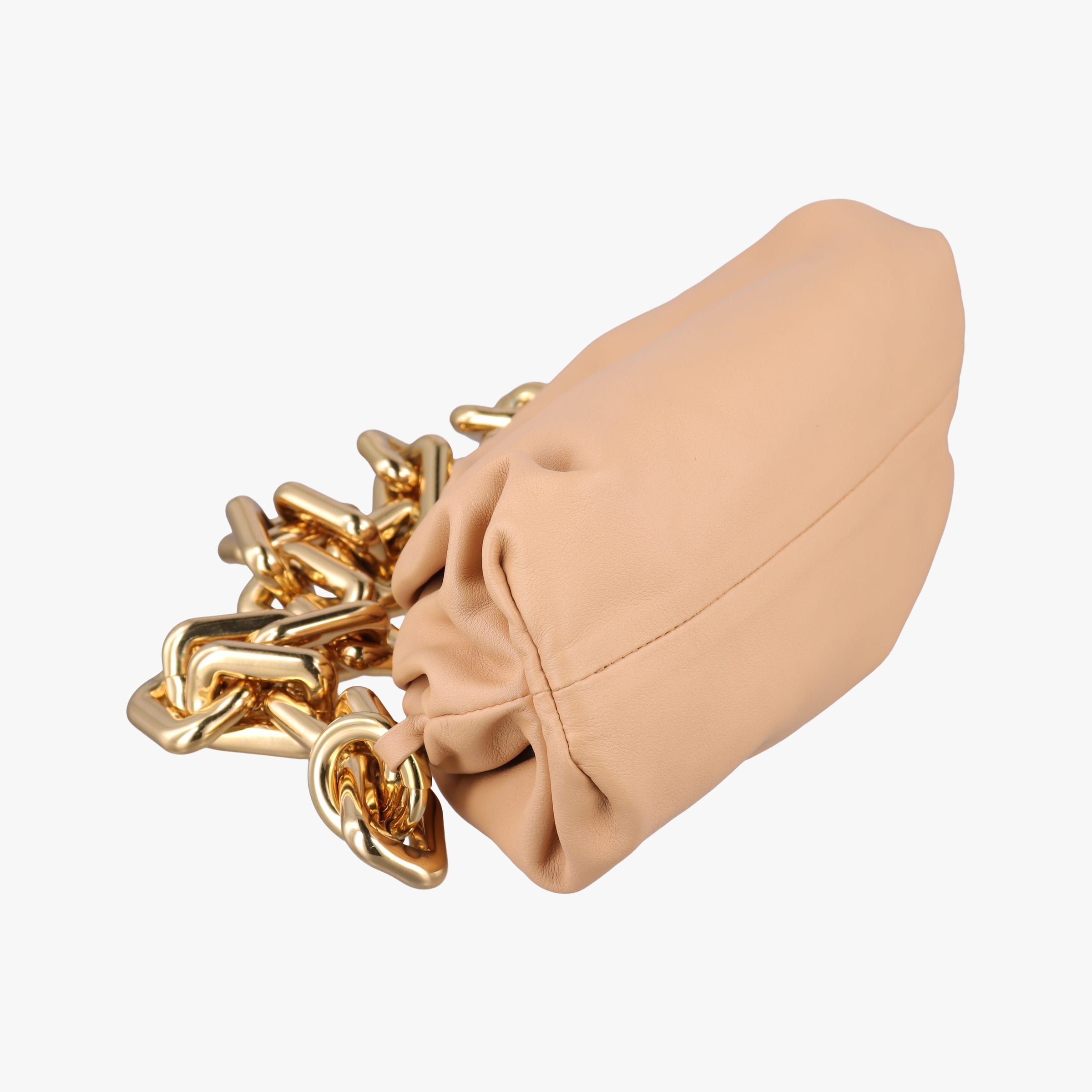 Pre-owned Bottega Veneta The Chain Pouch Camel lambskin  shoulderbag | stylenewstar