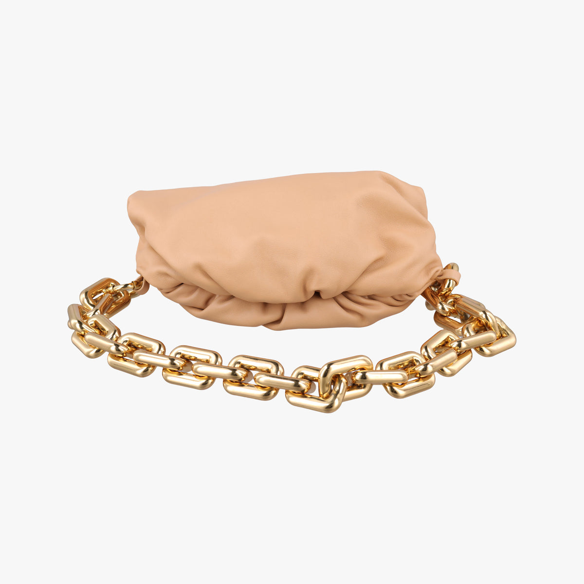 Pre-owned Bottega Veneta The Chain Pouch Camel lambskin  shoulderbag | stylenewstar