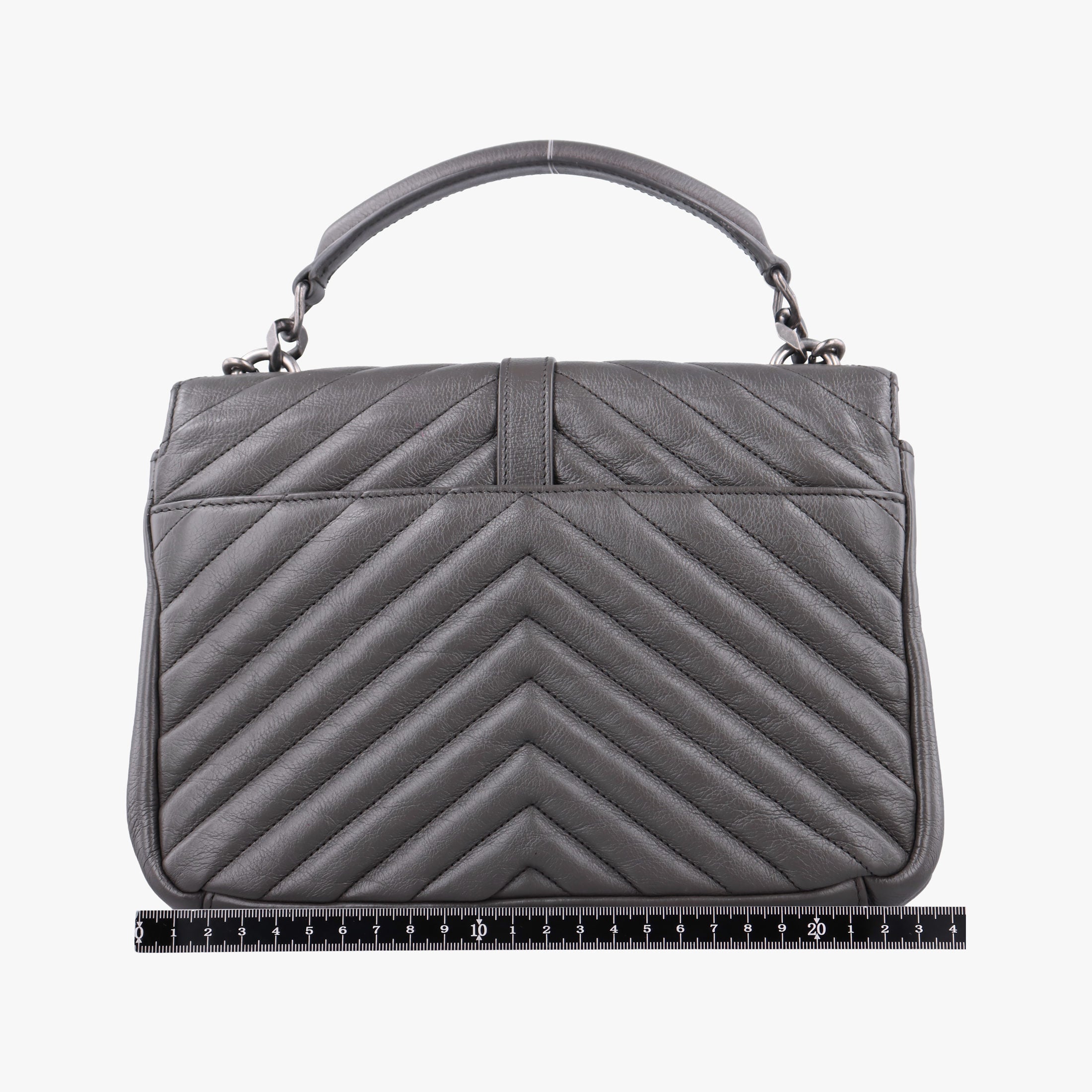 Pre-owned Yves Saint Laurent COLLEGE Grey Leather 428056 shoulderbag | stylenewstar