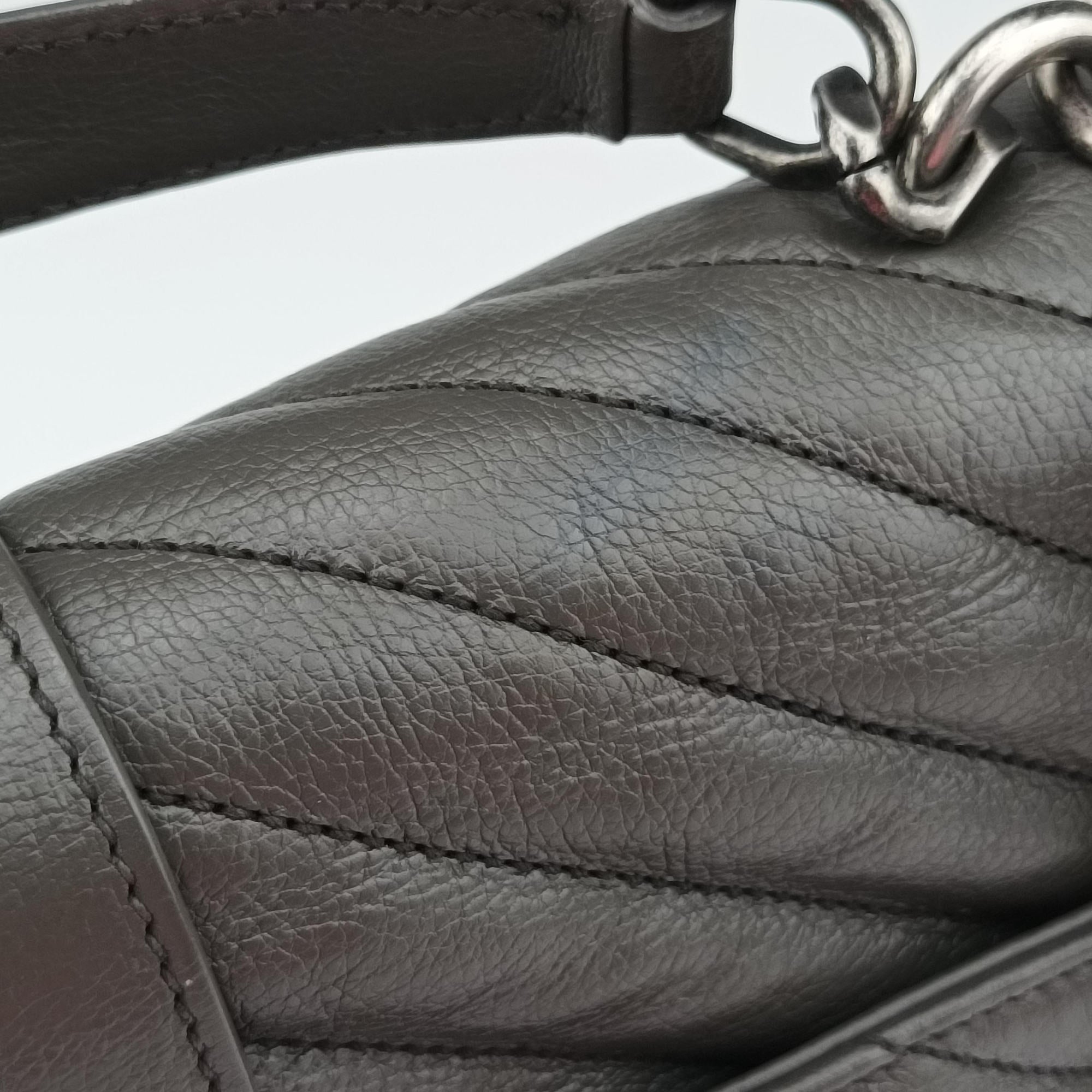 Pre-owned Yves Saint Laurent COLLEGE Grey Leather 428056 shoulderbag | stylenewstar