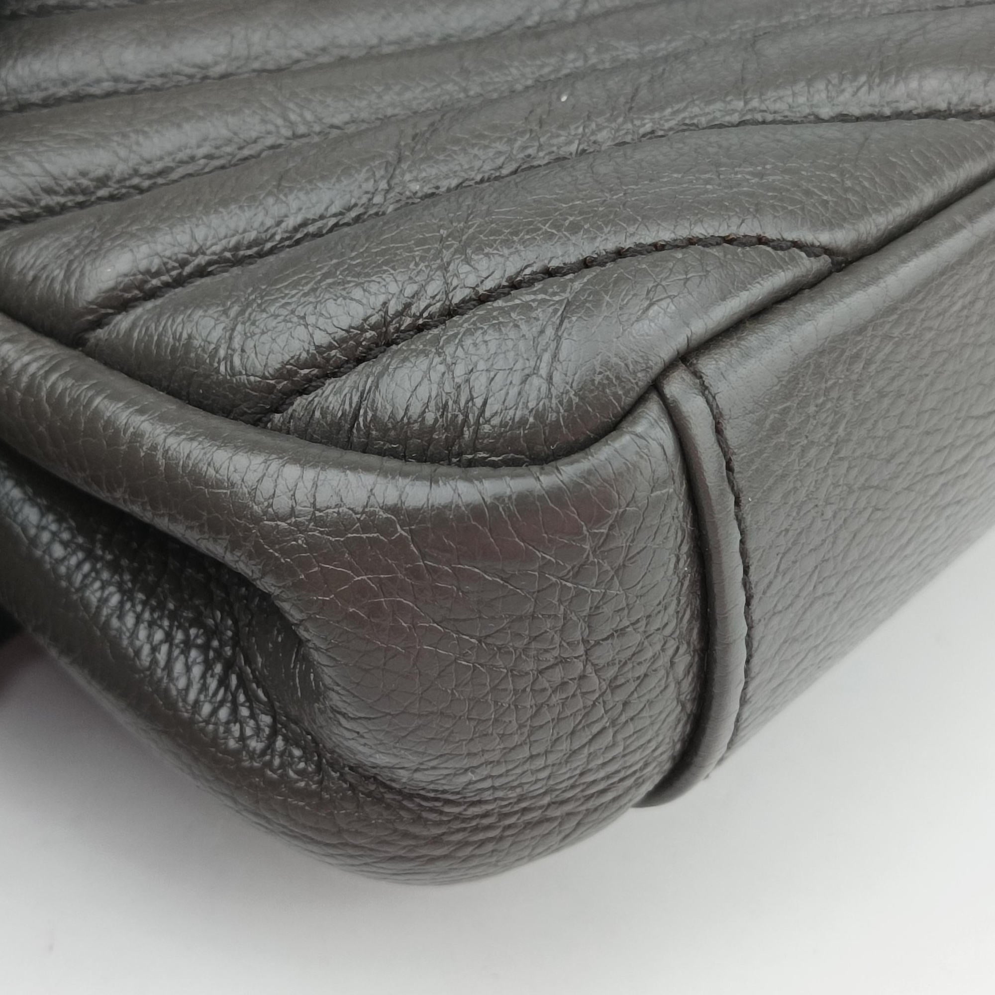 Pre-owned Yves Saint Laurent COLLEGE Grey Leather 428056 shoulderbag | stylenewstar
