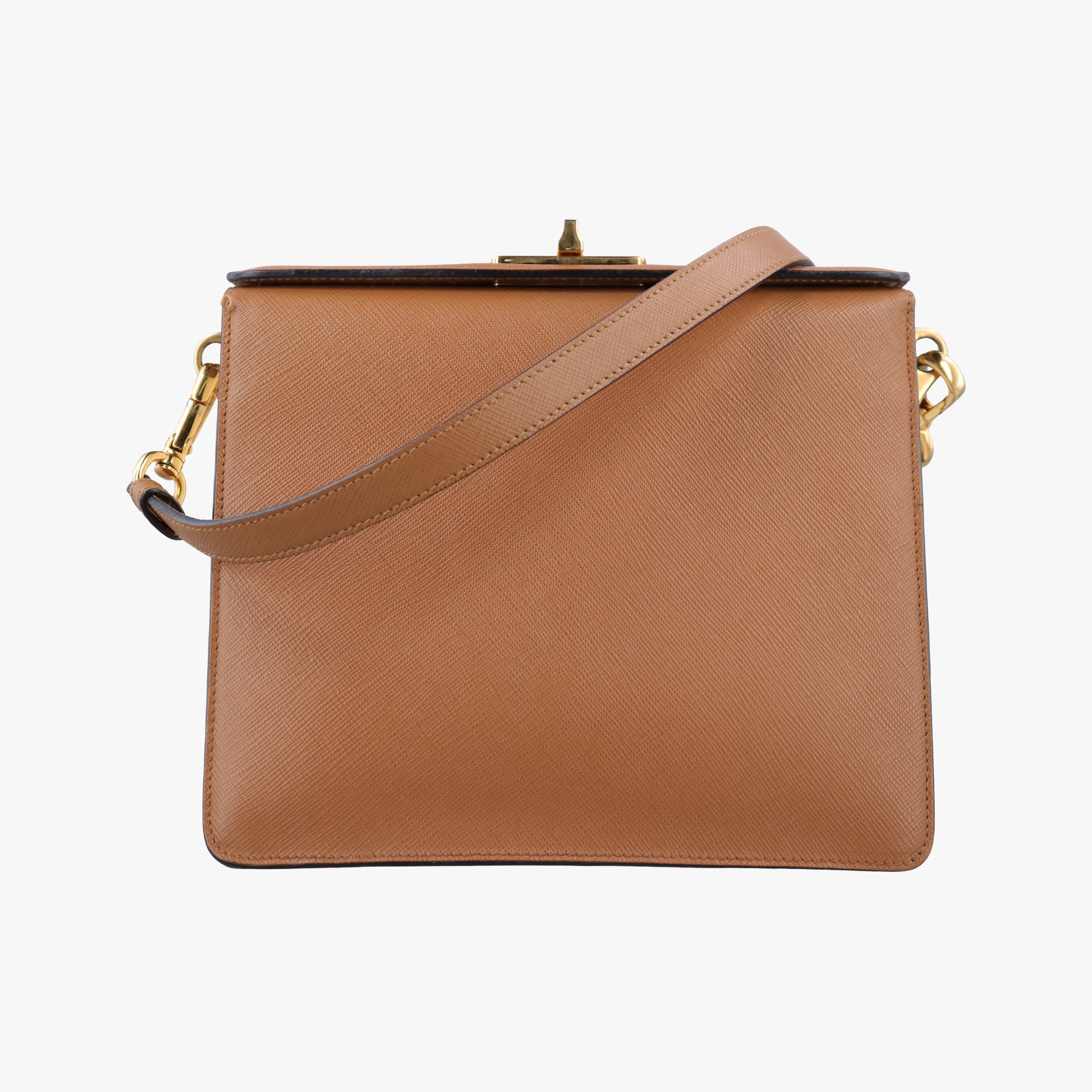 Pre-owned Prada Bicolor Box Brown×White Saffiano Leather  shoulderbag | stylenewstar