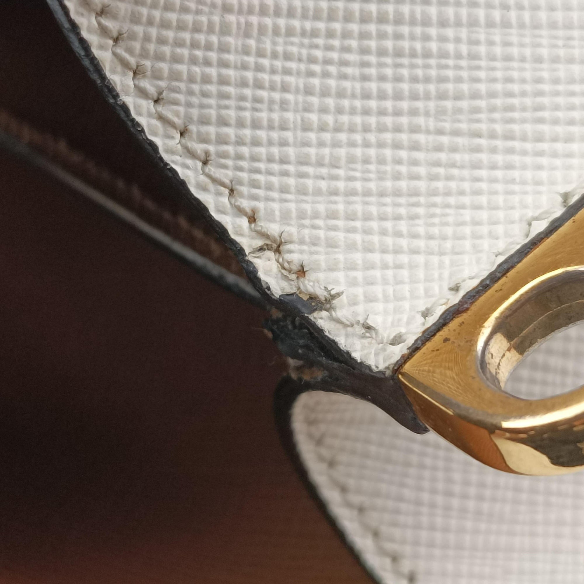 Pre-owned Prada Bicolor Box Brown×White Saffiano Leather  shoulderbag | stylenewstar