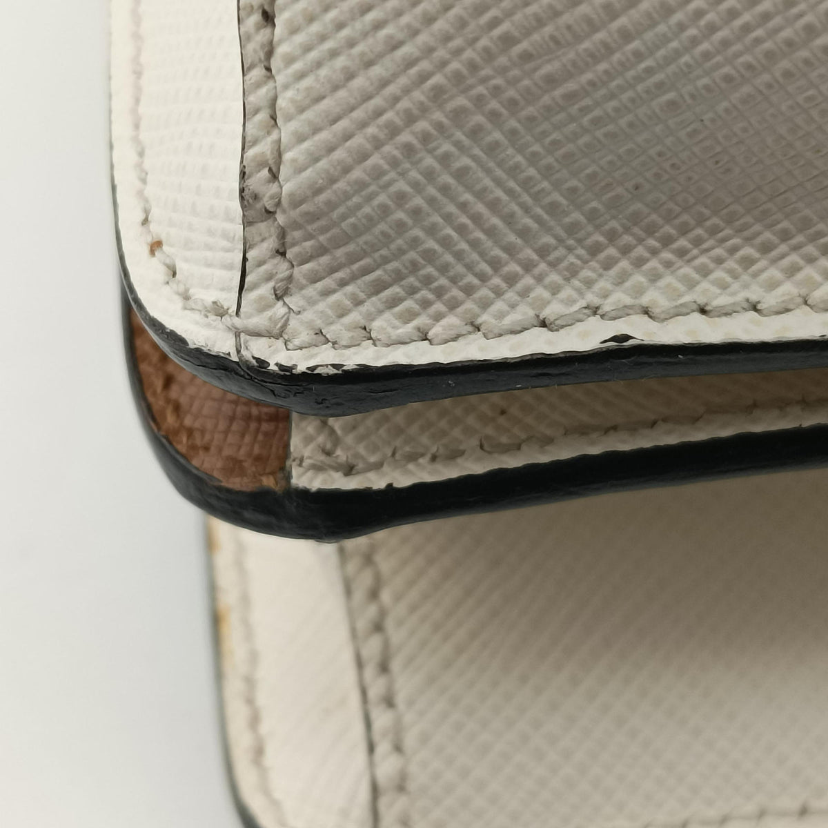 Pre-owned Prada Bicolor Box Brown×White Saffiano Leather  shoulderbag | stylenewstar