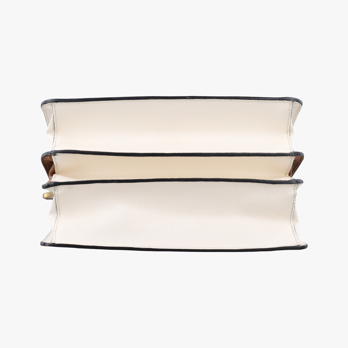 Pre-owned Prada Bicolor Box Brown×White Saffiano Leather  shoulderbag | stylenewstar