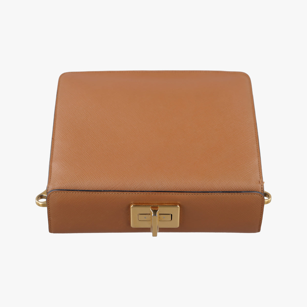 Pre-owned Prada Bicolor Box Brown×White Saffiano Leather  shoulderbag | stylenewstar