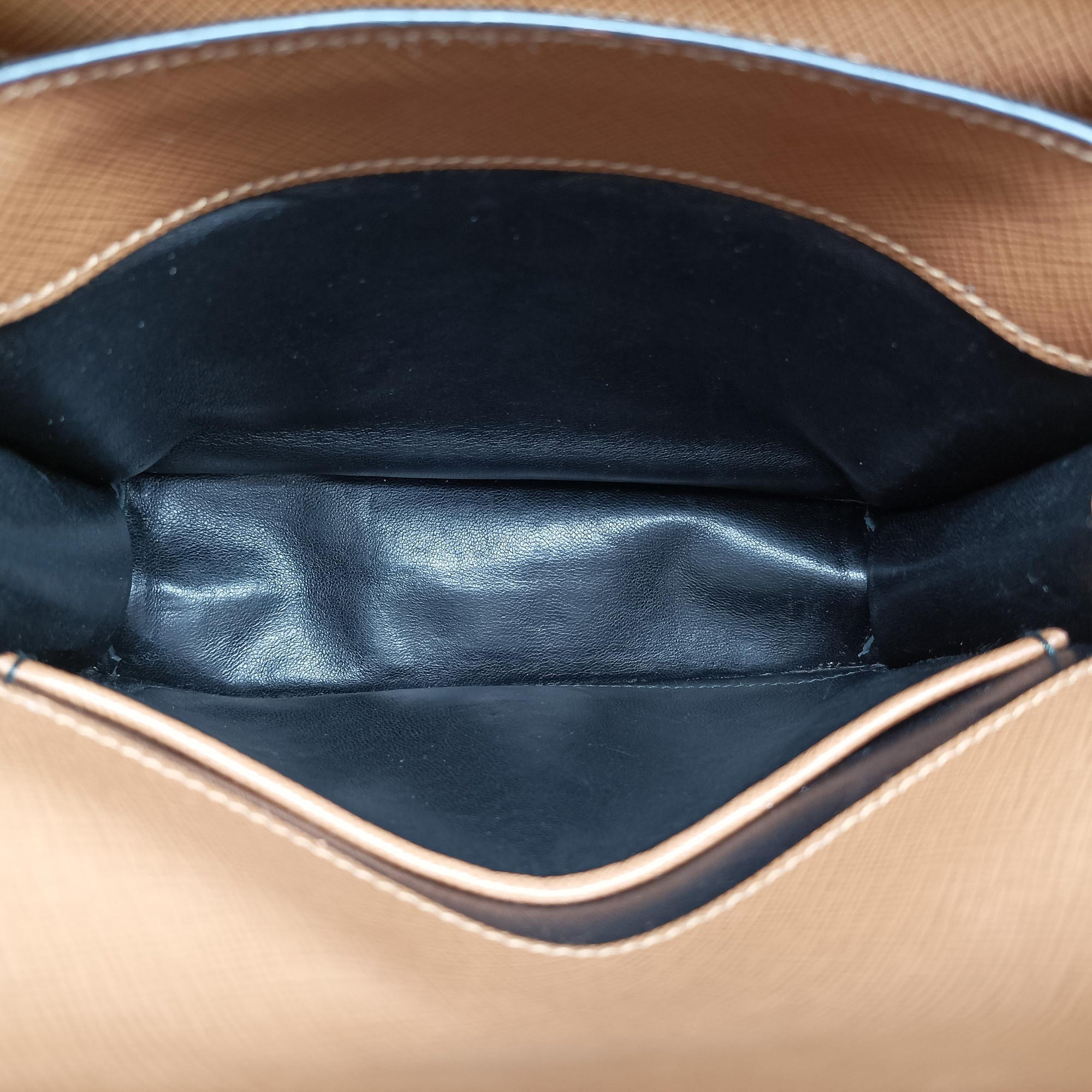 Pre-owned Prada Bicolor Box Brown×White Saffiano Leather  shoulderbag | stylenewstar