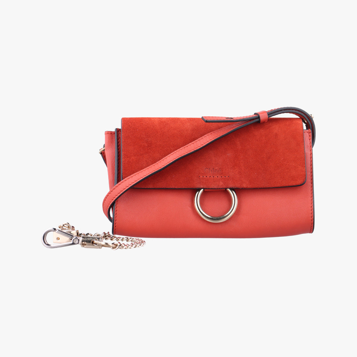 Secondhand Chloe FAYE Red Suede × leather  shoulderbag | stylenewstar