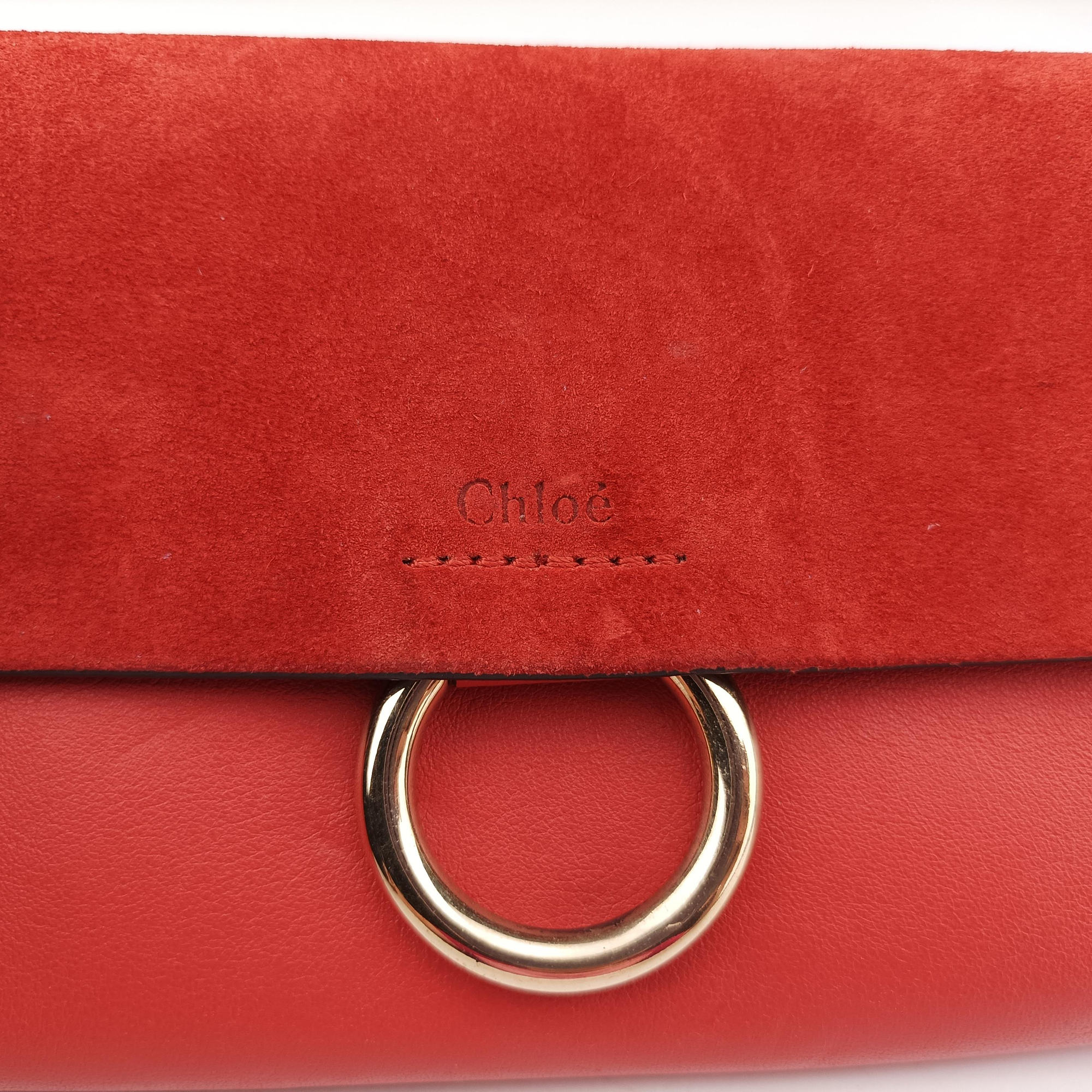 Secondhand Chloe FAYE Red Suede × leather  shoulderbag | stylenewstar
