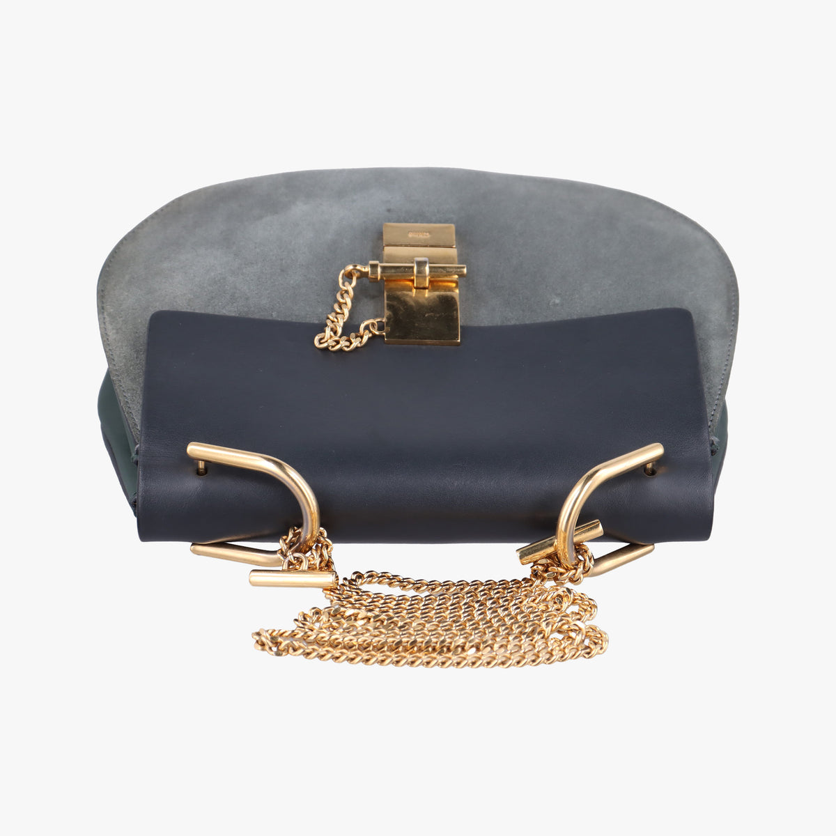 Pre-owned Chloe DREW Blue Suede×Leather  shoulderbag | stylenewstar