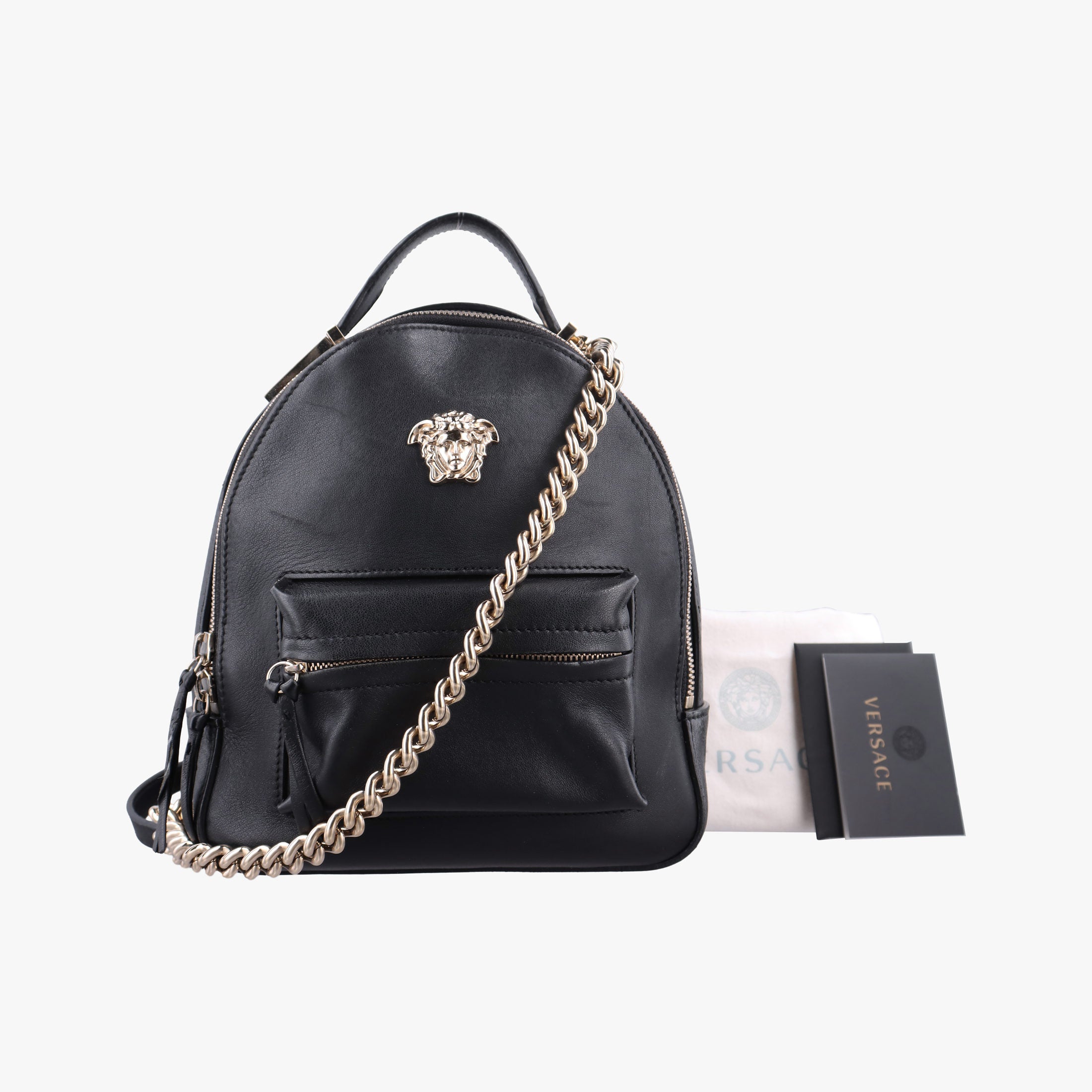 Vintage VERSACE La Medusa Black Leather  backpack/rucksack | stylenewstar