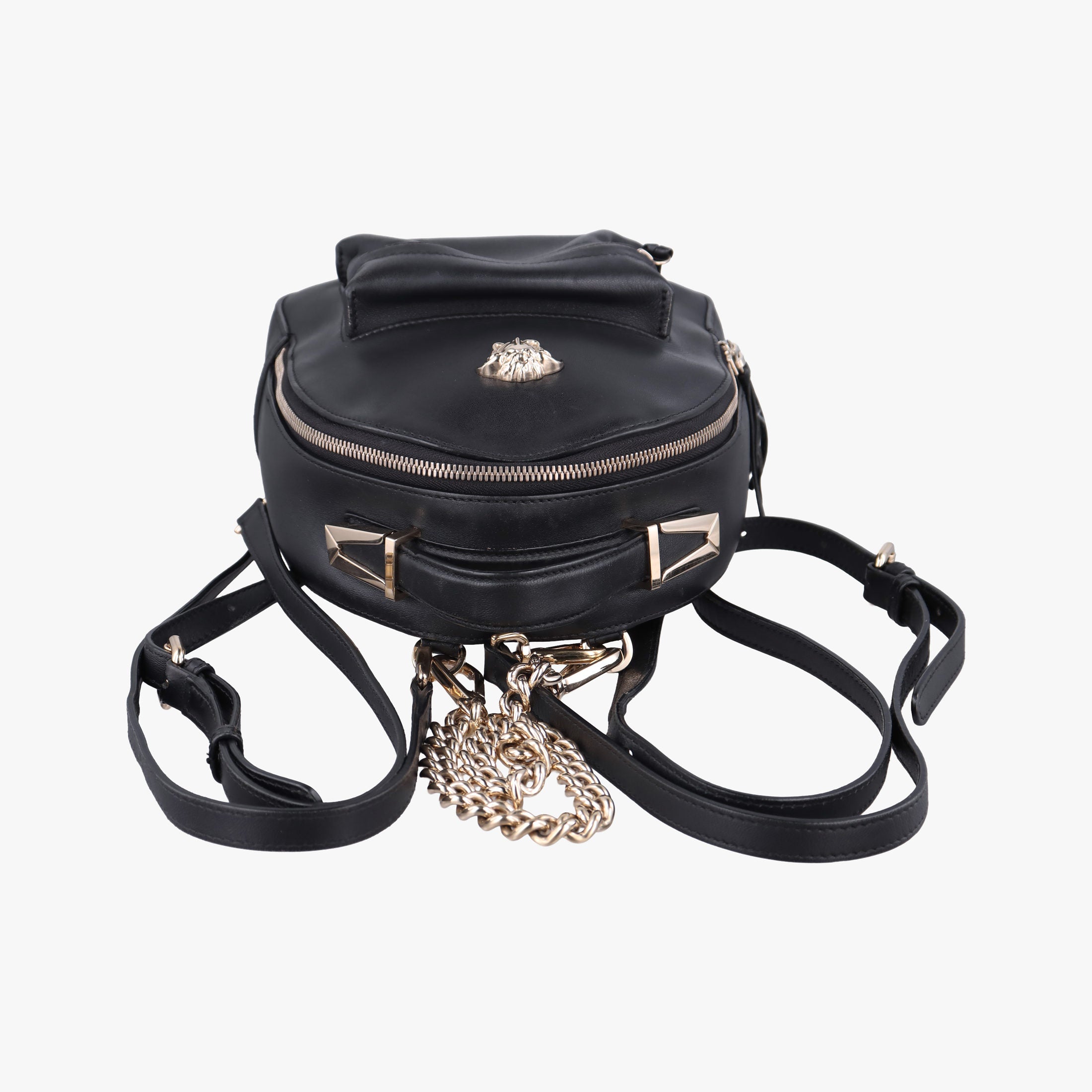 Vintage VERSACE La Medusa Black Leather  backpack/rucksack | stylenewstar
