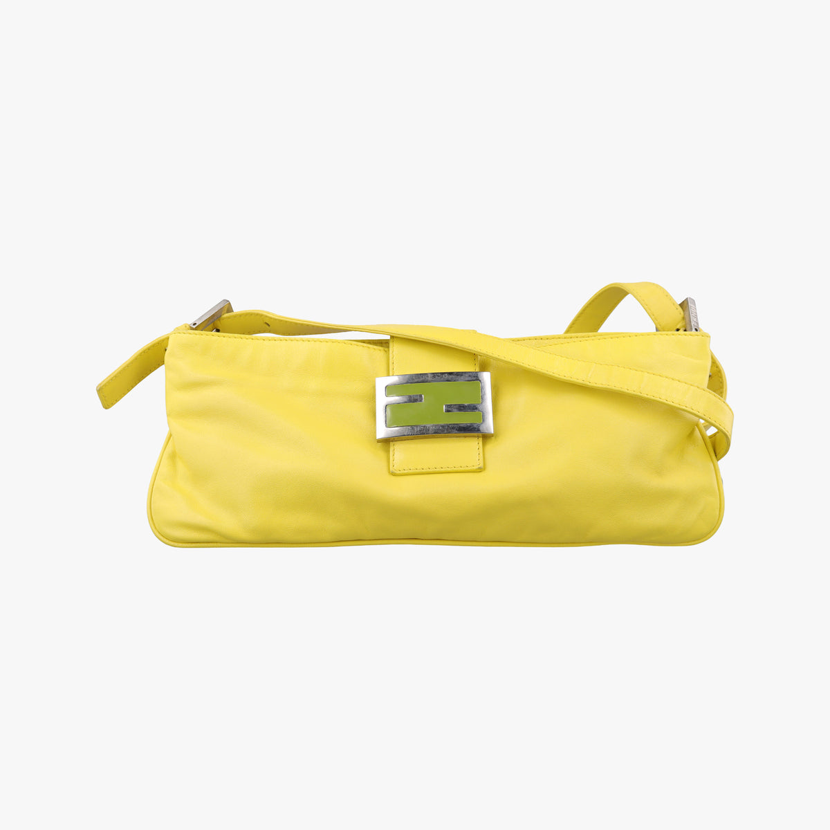 Pre-owned Fendi Color Block Baguette Yellow Leather 26685 shoulderbag | stylenewstar