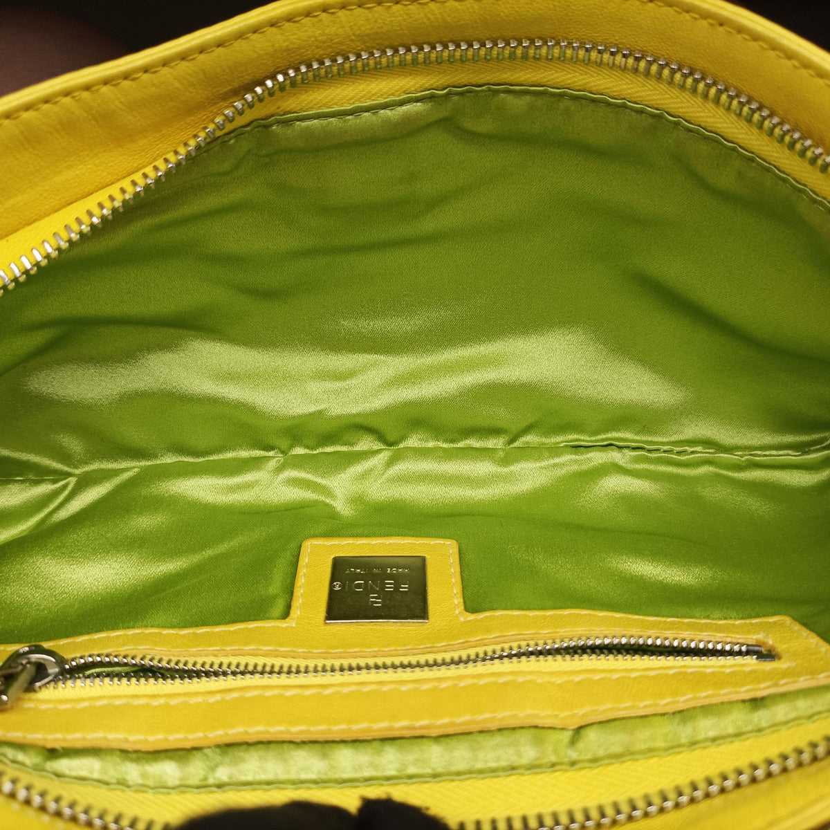 Pre-owned Fendi Color Block Baguette Yellow Leather 26685 shoulderbag | stylenewstar