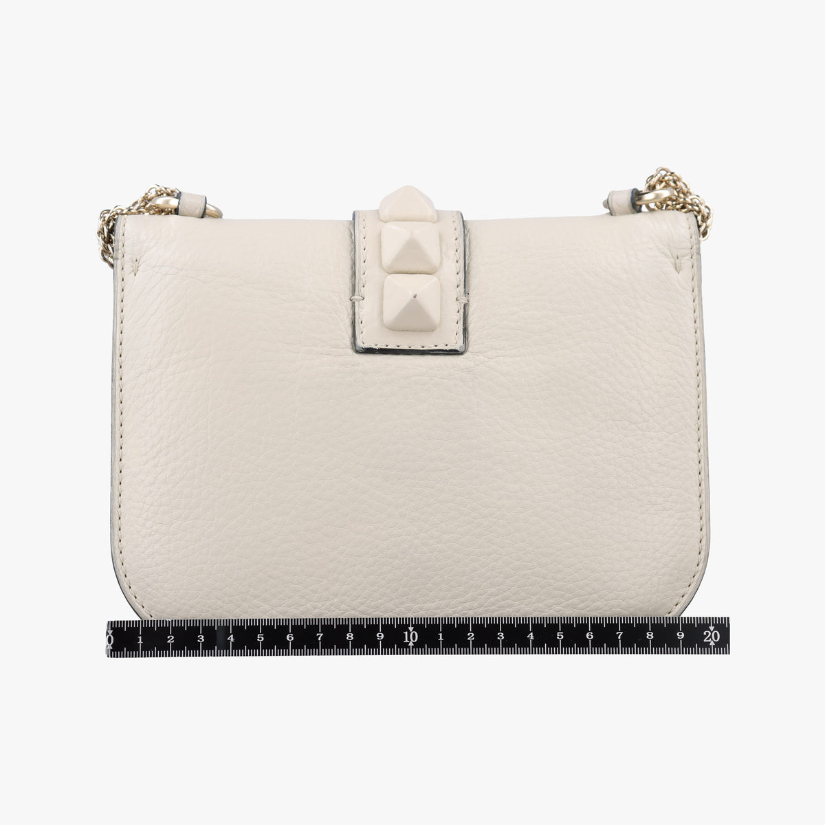 Pre-owned Valentino Rockstud Glam Lock White Leather  shoulderbag | stylenewstar