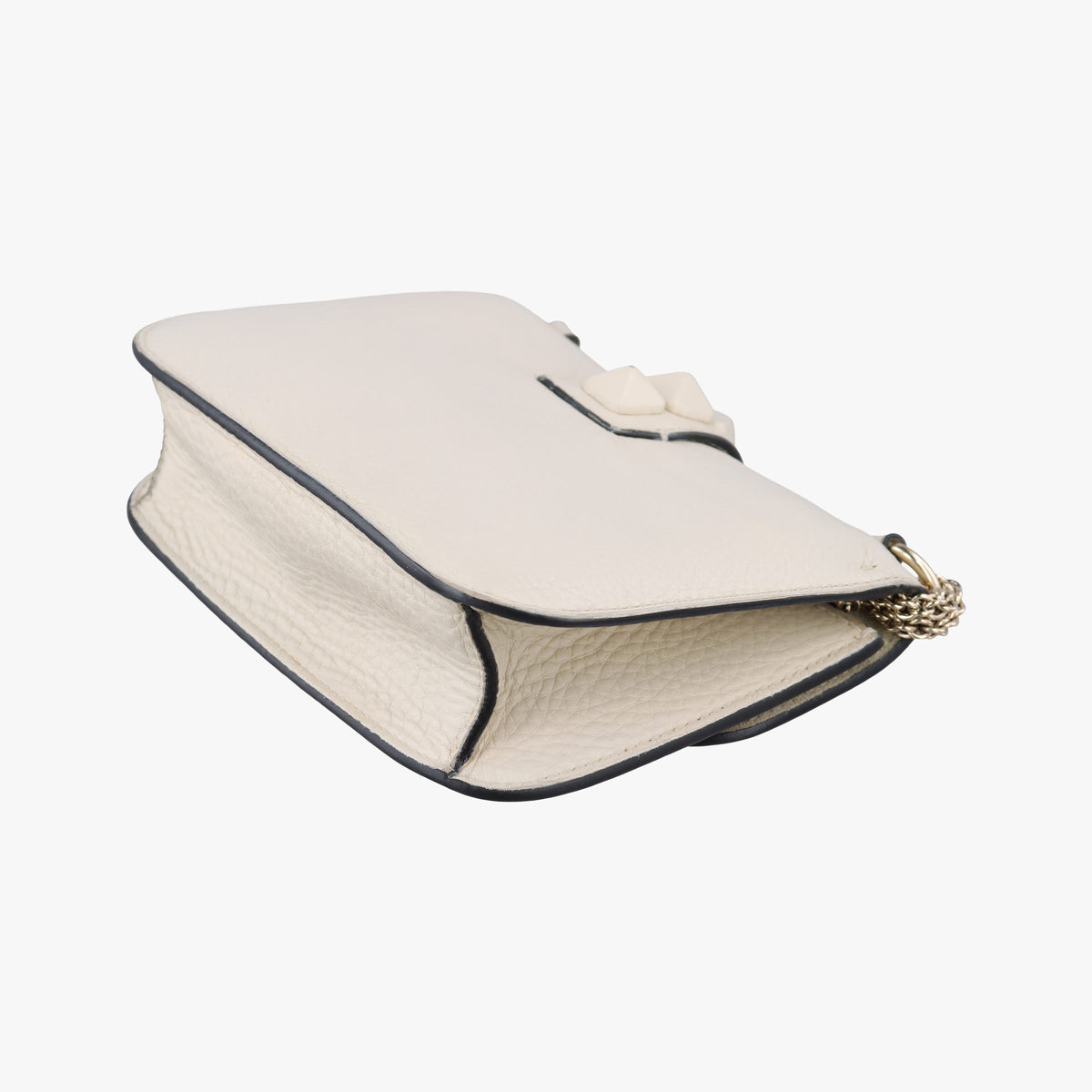Pre-owned Valentino Rockstud Glam Lock White Leather  shoulderbag | stylenewstar