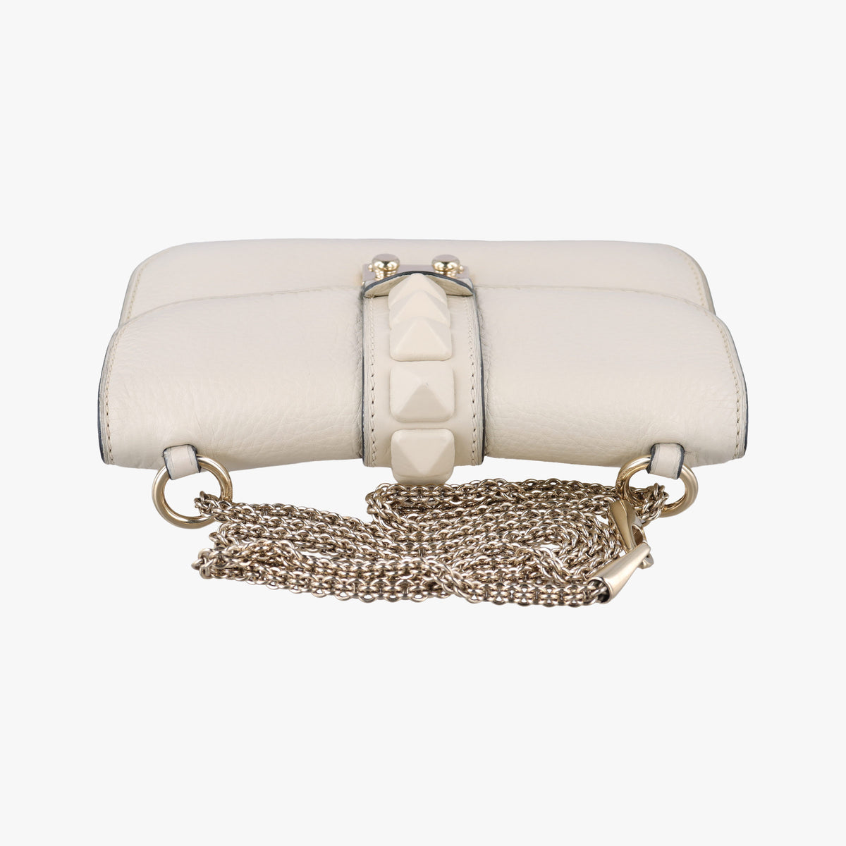 Pre-owned Valentino Rockstud Glam Lock White Leather  shoulderbag | stylenewstar