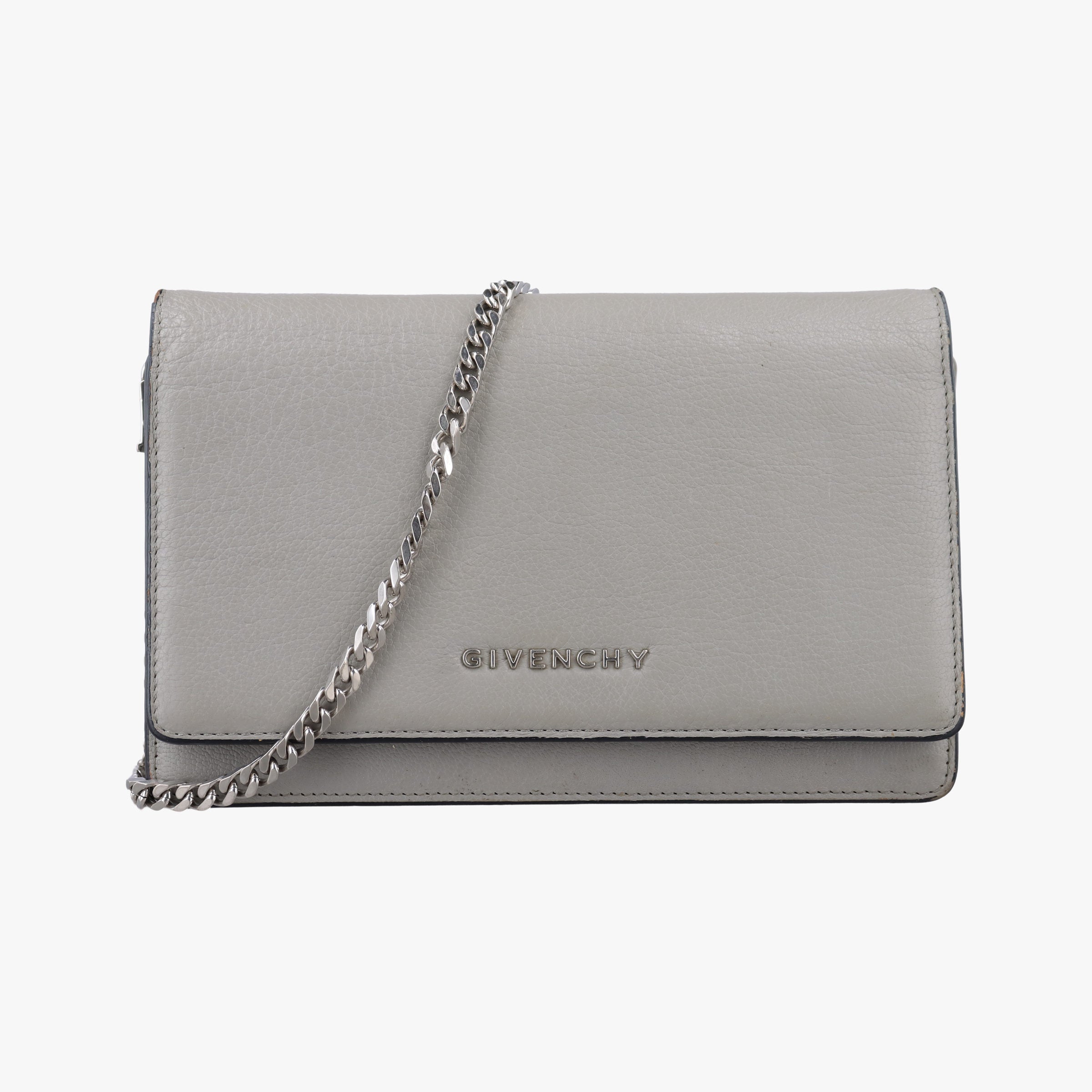 Vintage Givenchy Logo Chain Grey Leather  shoulderbag | stylenewstar