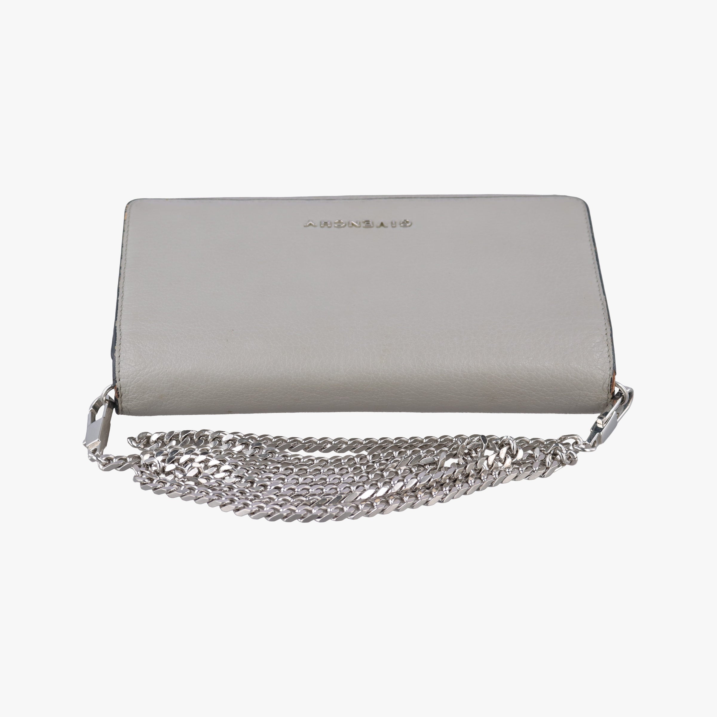 Vintage Givenchy Logo Chain Grey Leather  shoulderbag | stylenewstar