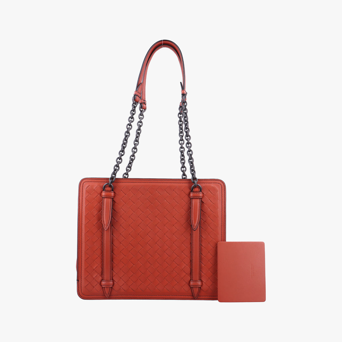 Pre-owned Bottega Veneta Intrecciato OrangeRed lambskin  shoulderbag | stylenewstar