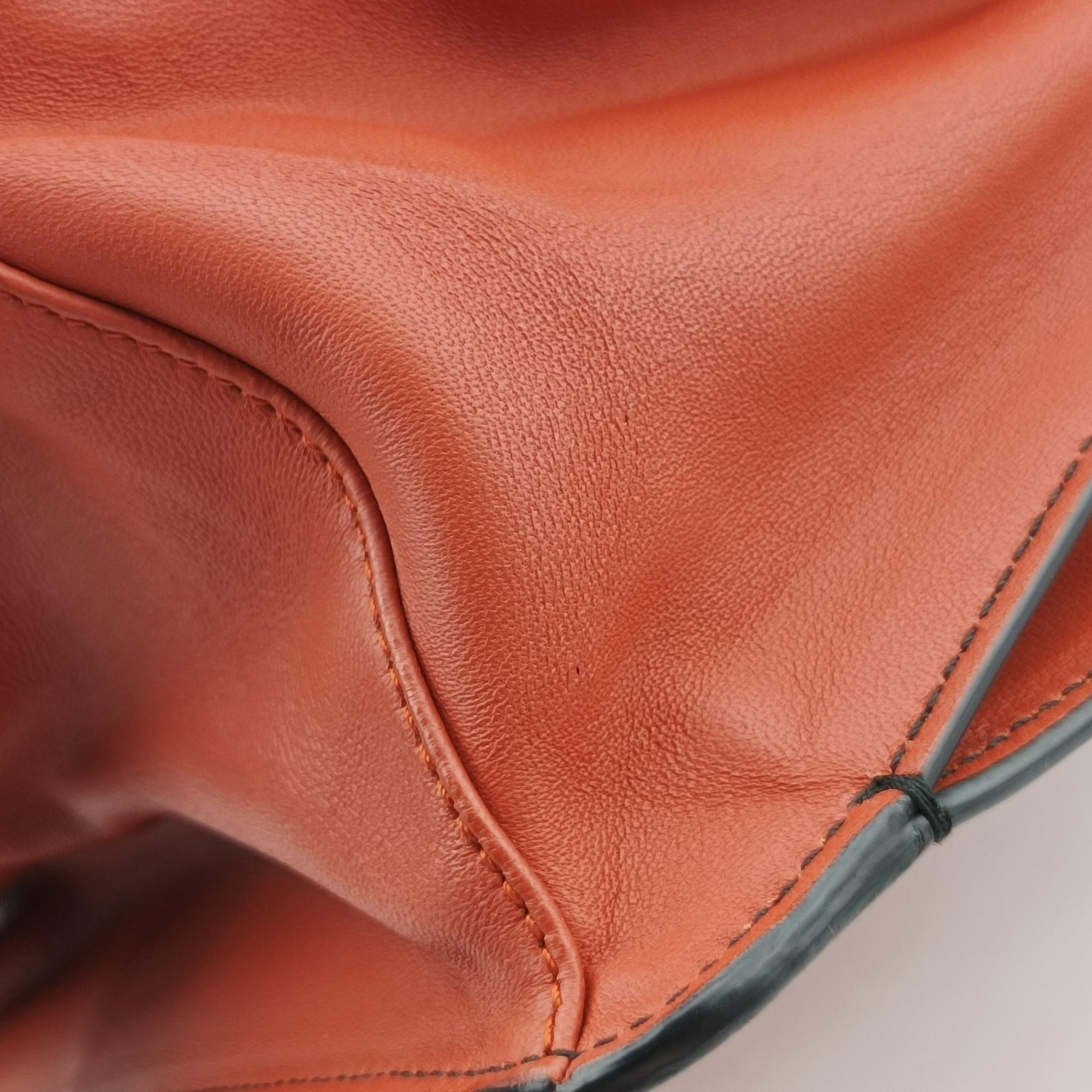 Pre-owned Bottega Veneta Intrecciato OrangeRed lambskin  shoulderbag | stylenewstar