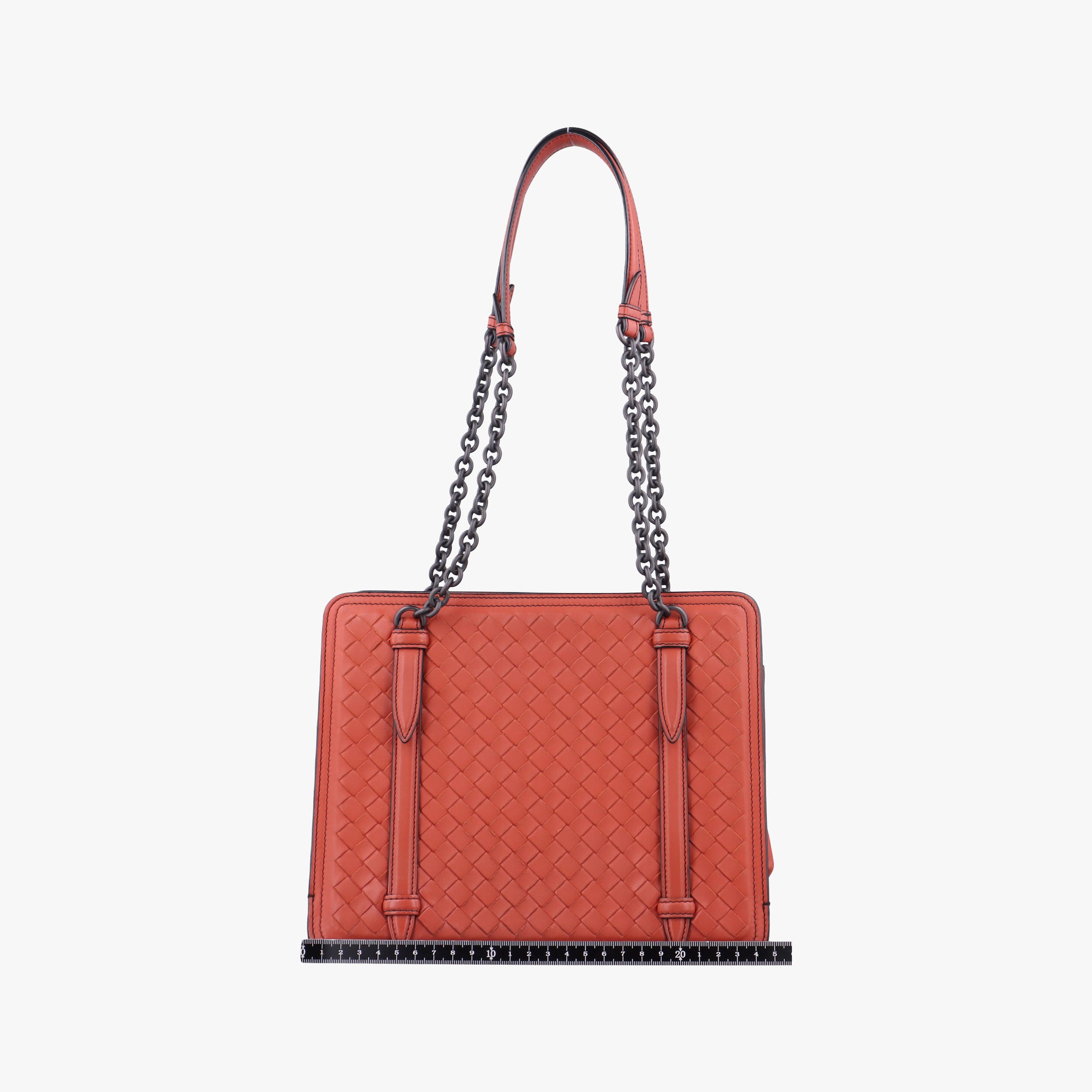 Pre-owned Bottega Veneta Intrecciato OrangeRed lambskin  shoulderbag | stylenewstar