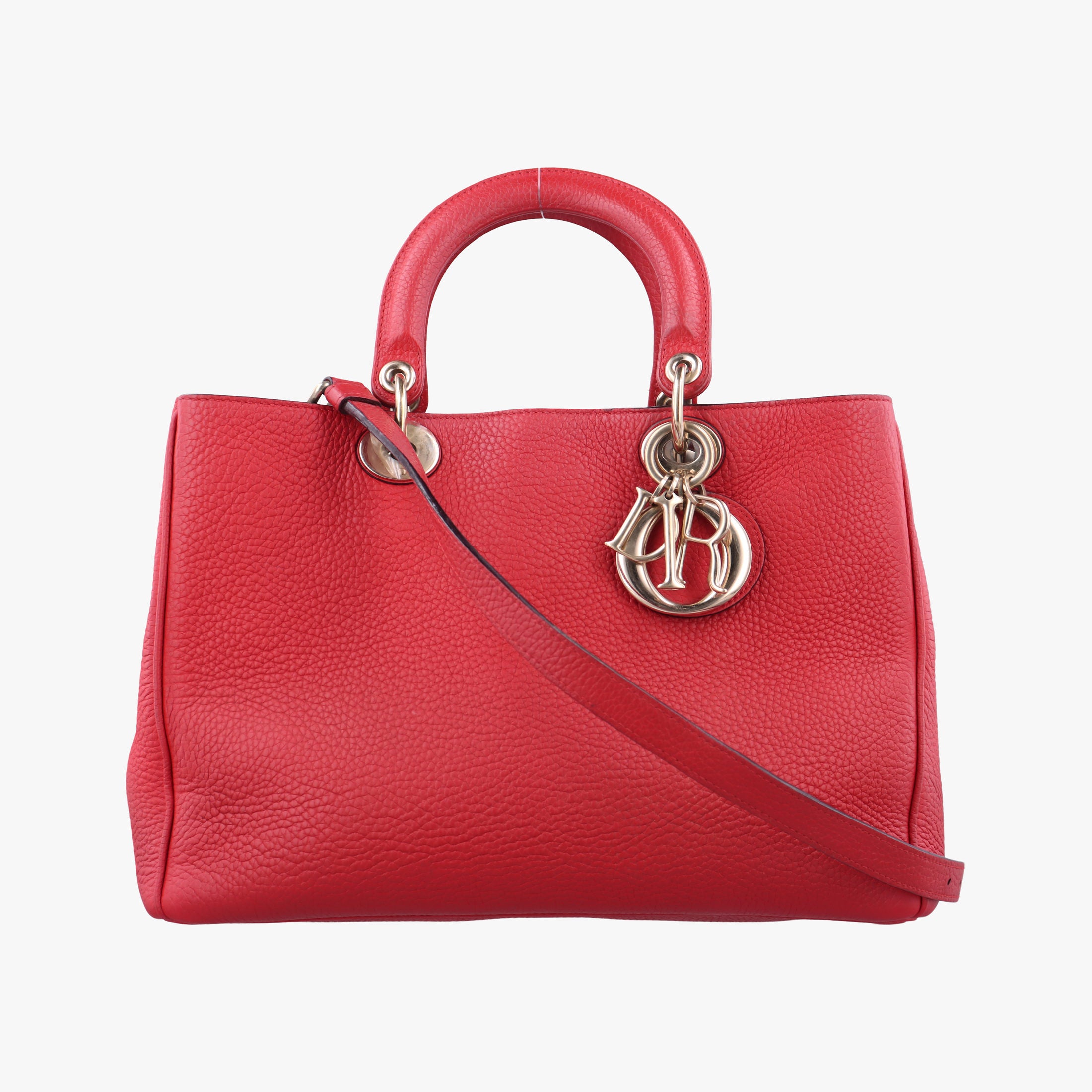 Pre-owned Christian Dior Diorissimo Red Leather  shoulderbag | stylenewstar