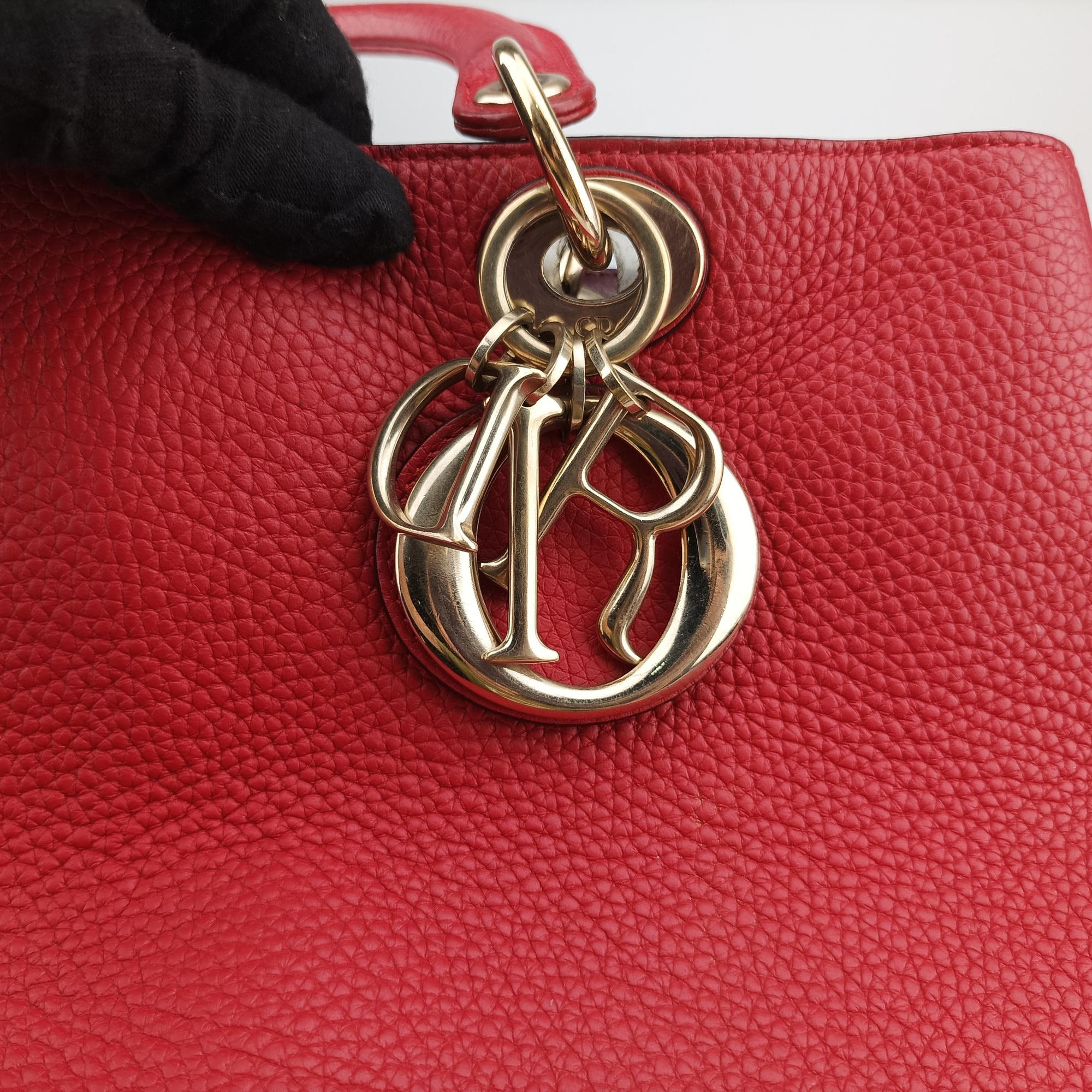 Pre-owned Christian Dior Diorissimo Red Leather  shoulderbag | stylenewstar