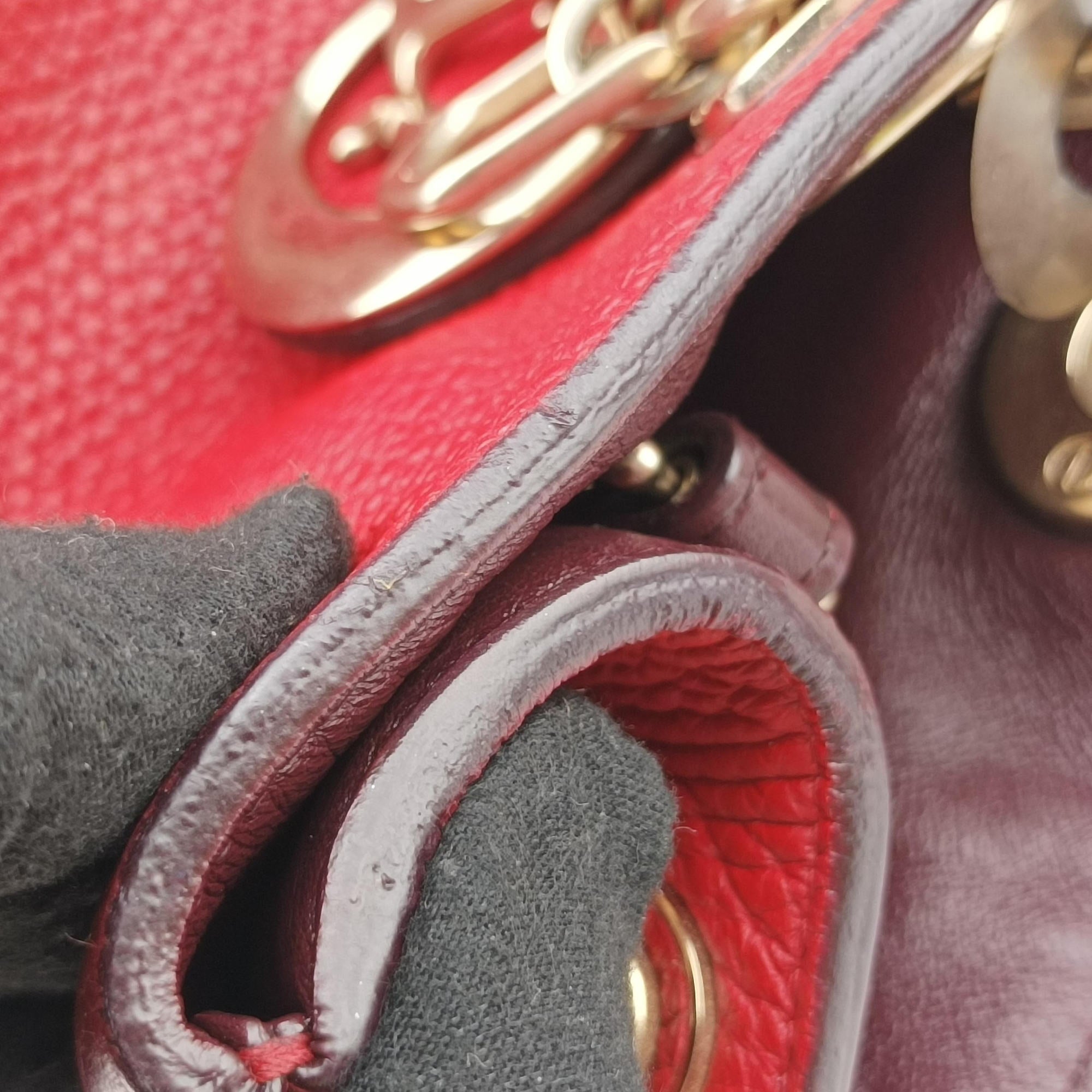 Pre-owned Christian Dior Diorissimo Red Leather  shoulderbag | stylenewstar
