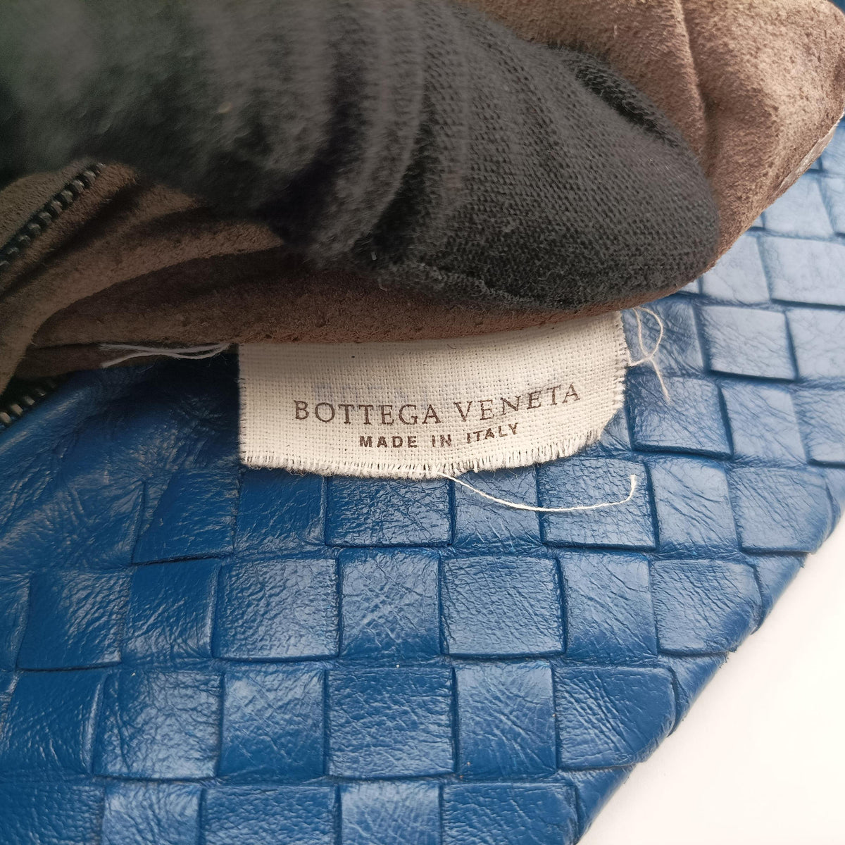 Pre-owned Bottega Veneta Garuda Intrecciato Blue lambskin 179320 handbag | stylenewstar