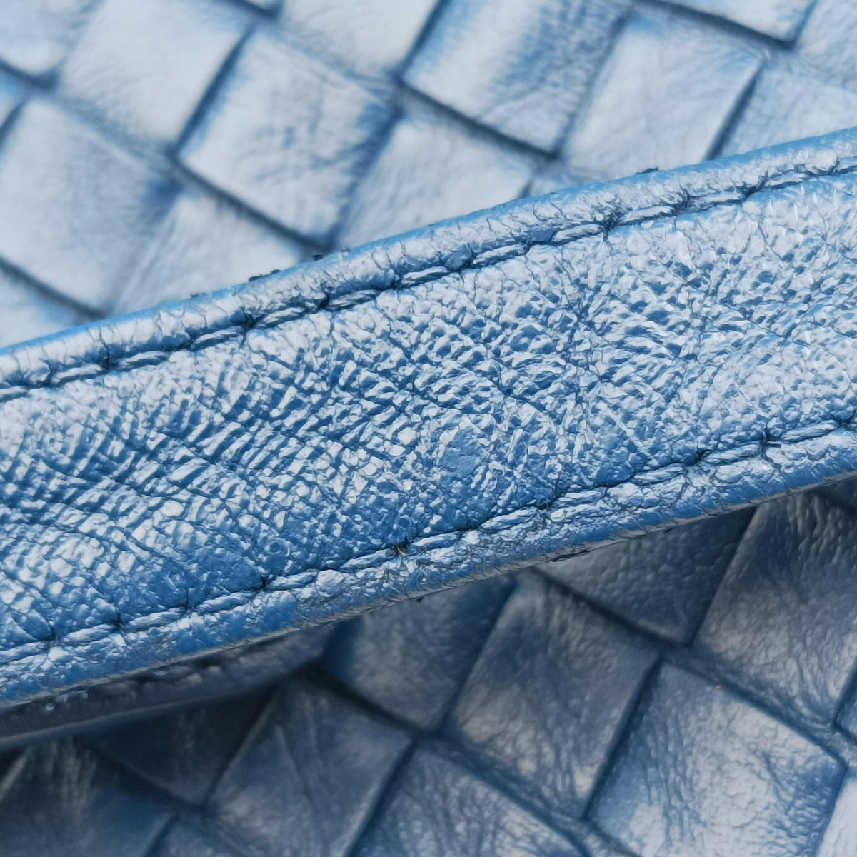 Pre-owned Bottega Veneta Garuda Intrecciato Blue lambskin 179320 handbag | stylenewstar