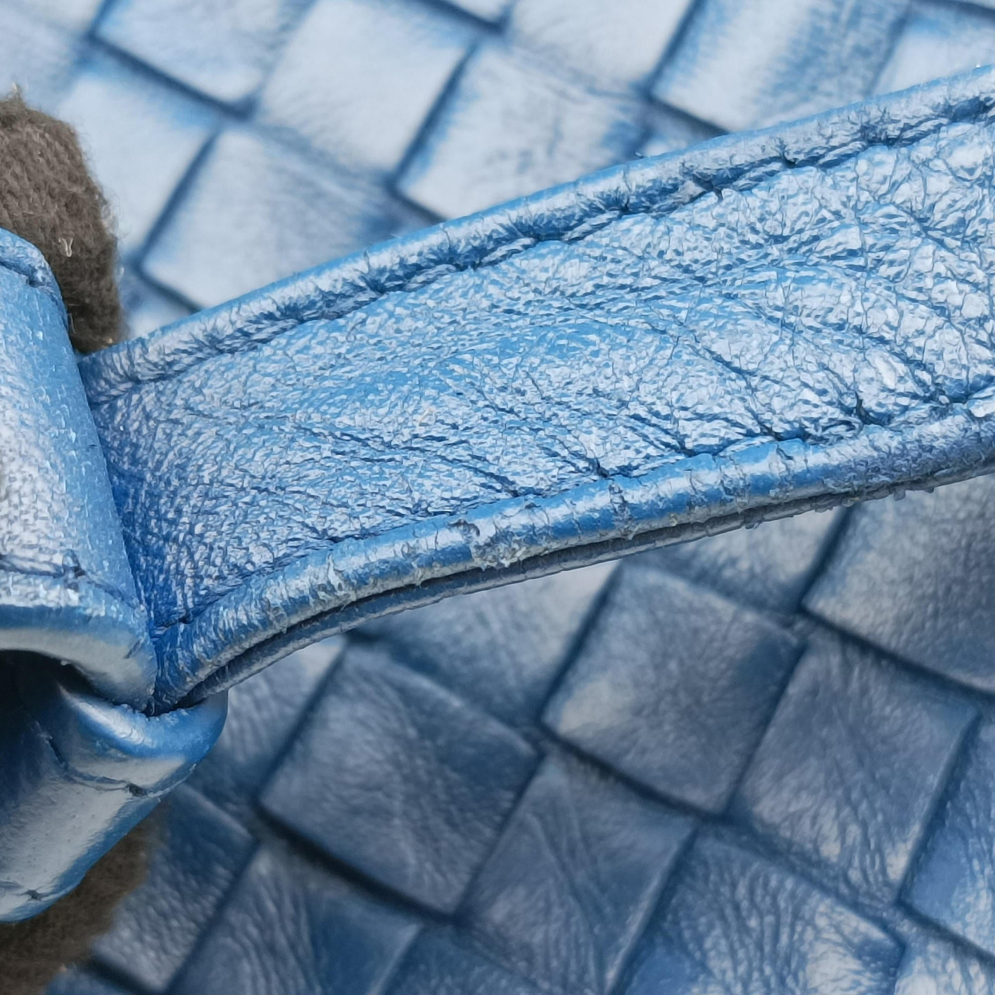 Pre-owned Bottega Veneta Garuda Intrecciato Blue lambskin 179320 handbag | stylenewstar