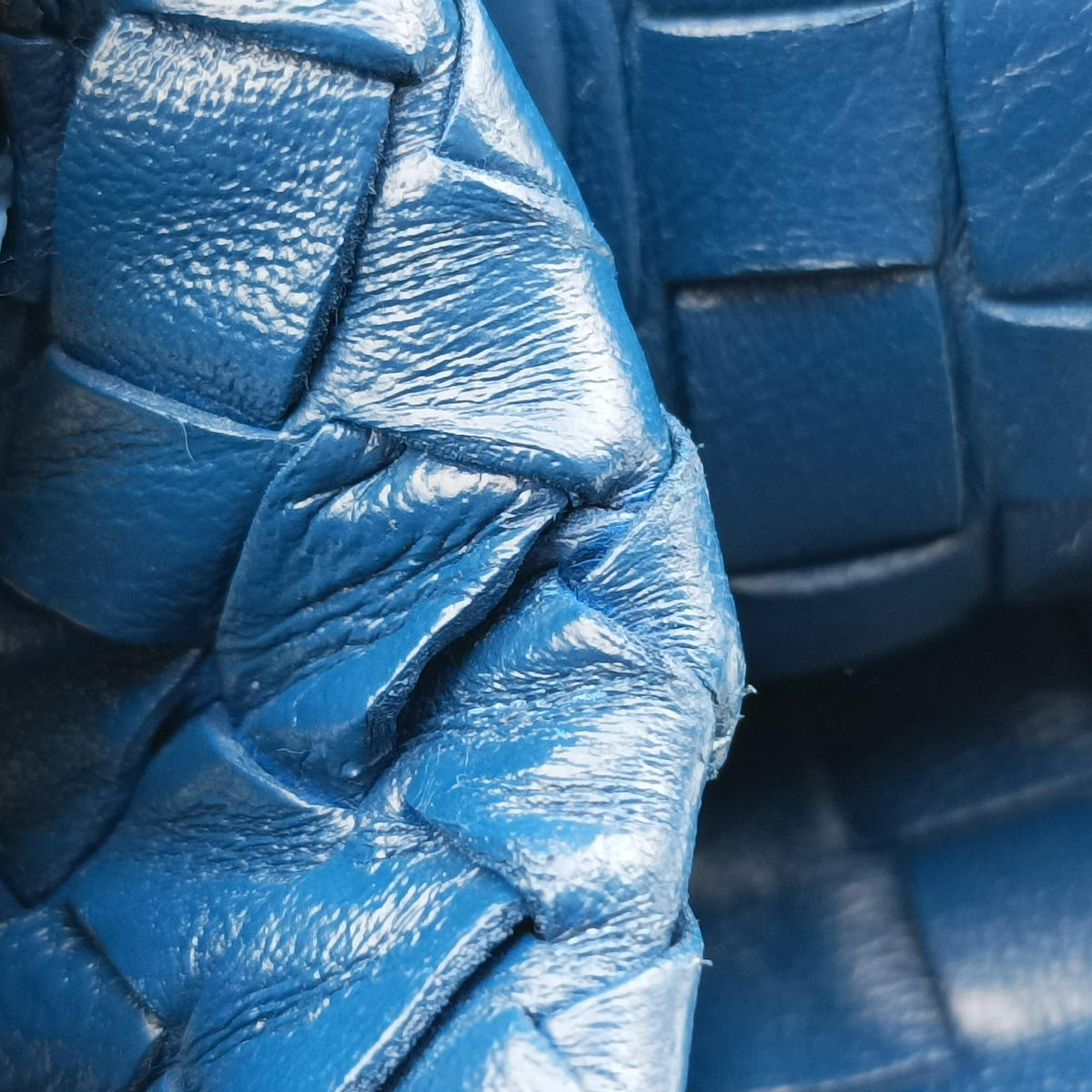 Pre-owned Bottega Veneta Garuda Intrecciato Blue lambskin 179320 handbag | stylenewstar