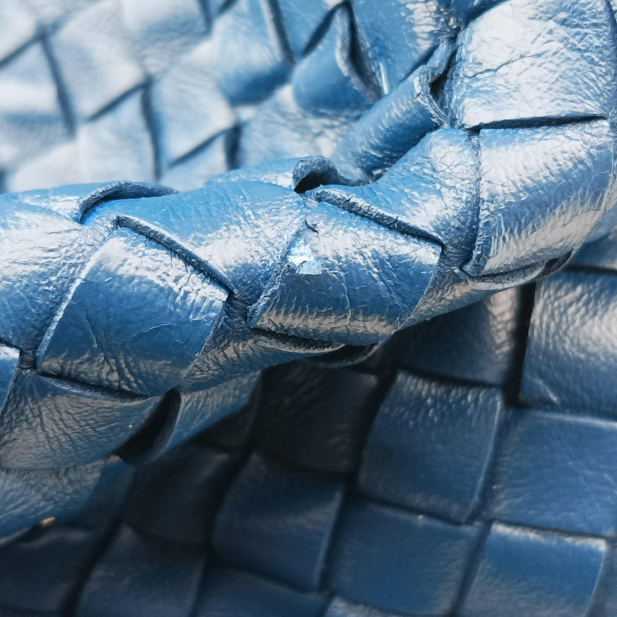 Pre-owned Bottega Veneta Garuda Intrecciato Blue lambskin 179320 handbag | stylenewstar