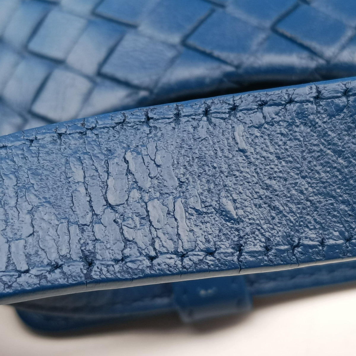 Pre-owned Bottega Veneta Garuda Intrecciato Blue lambskin 179320 handbag | stylenewstar