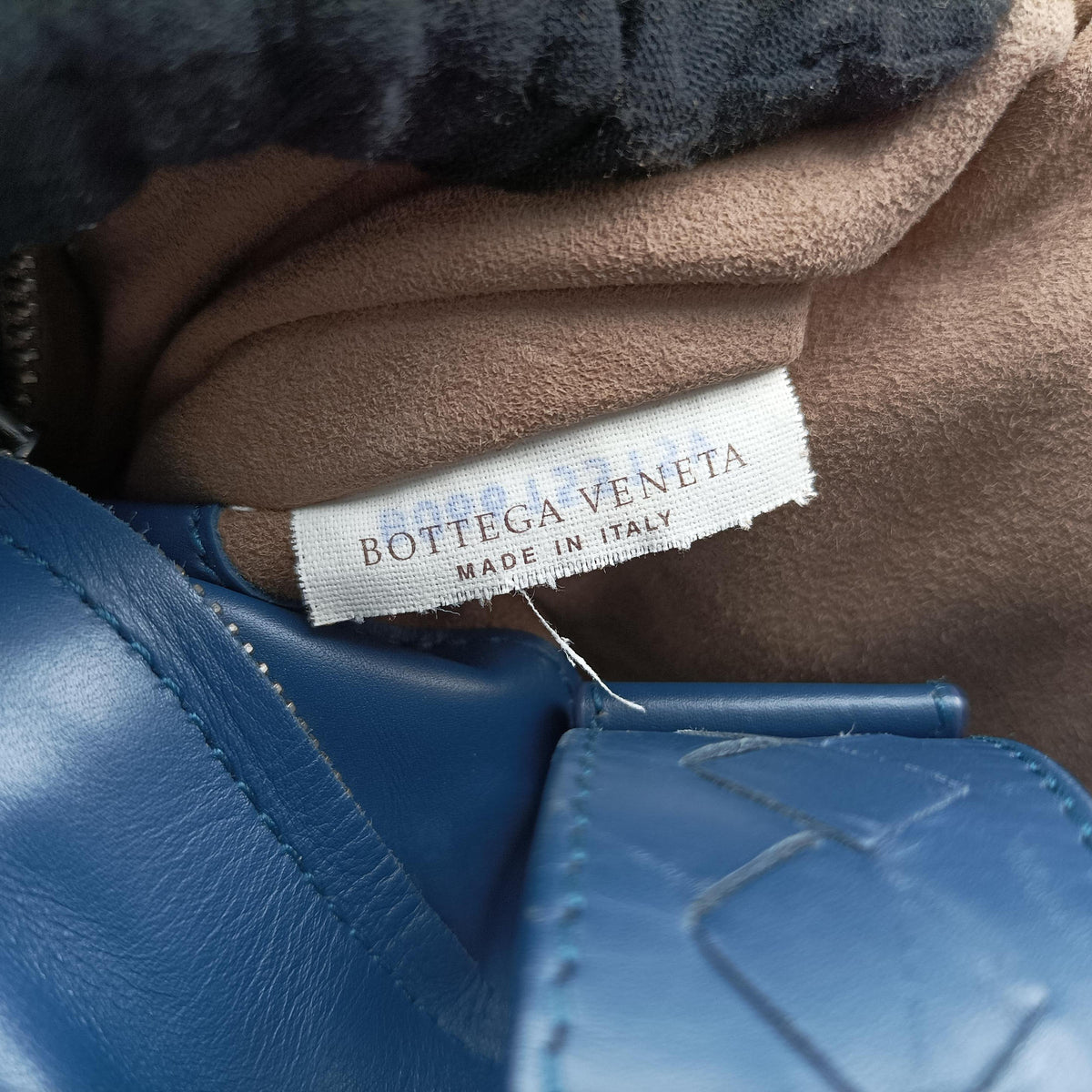 Pre-owned Bottega Veneta Roma Intrecciato Navy lambskin  shoulderbag | stylenewstar