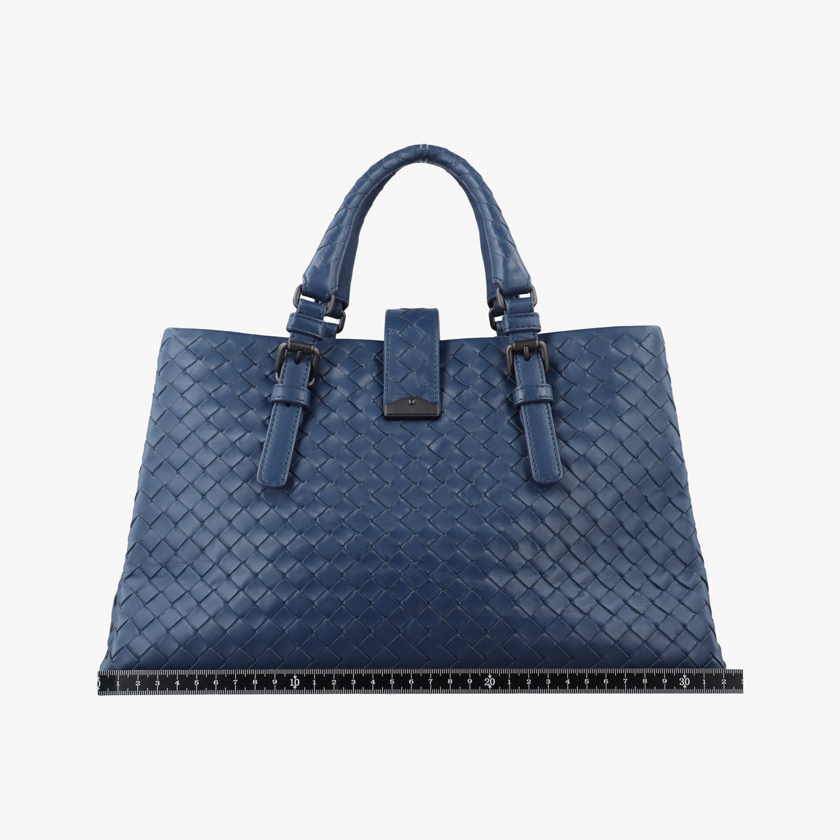 Pre-owned Bottega Veneta Roma Intrecciato Navy lambskin  shoulderbag | stylenewstar