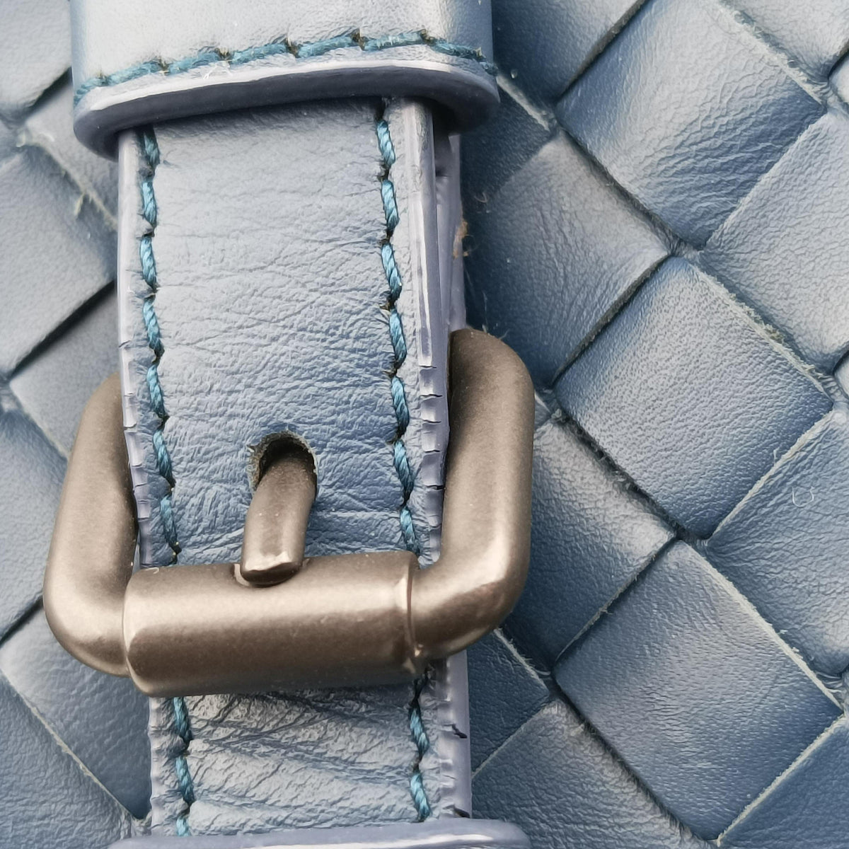 Pre-owned Bottega Veneta Roma Intrecciato Navy lambskin  shoulderbag | stylenewstar