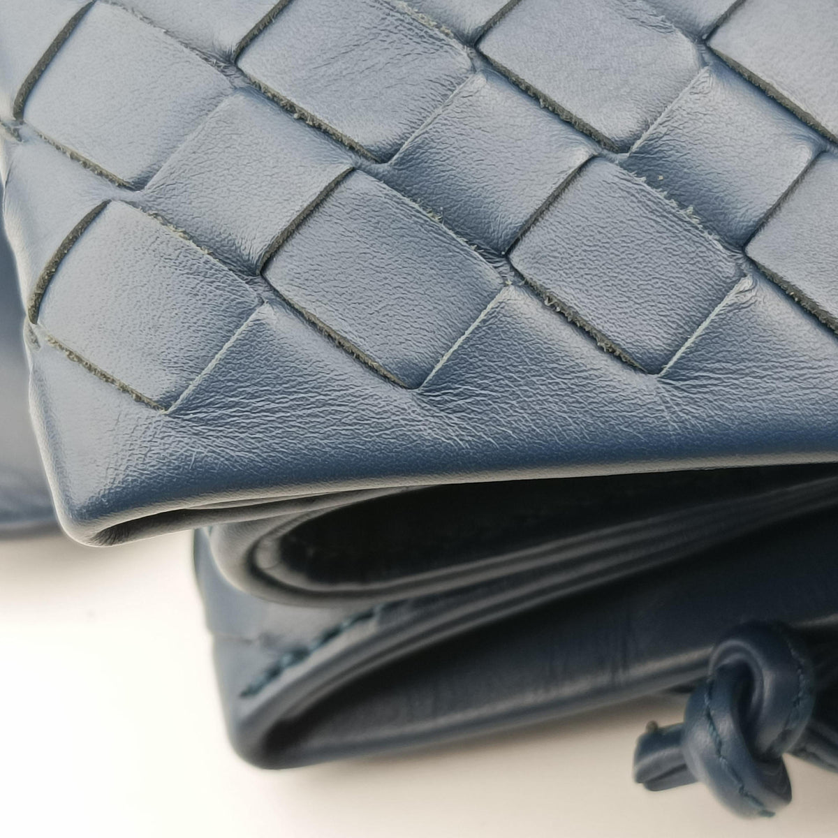 Pre-owned Bottega Veneta Roma Intrecciato Navy lambskin  shoulderbag | stylenewstar