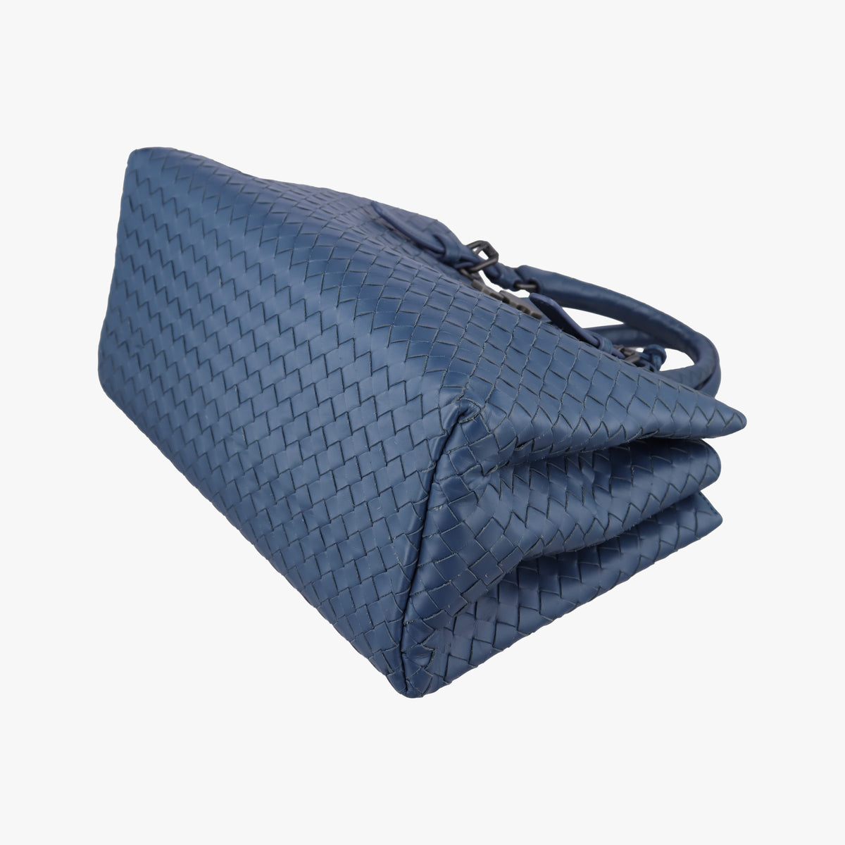 Pre-owned Bottega Veneta Roma Intrecciato Navy lambskin  shoulderbag | stylenewstar