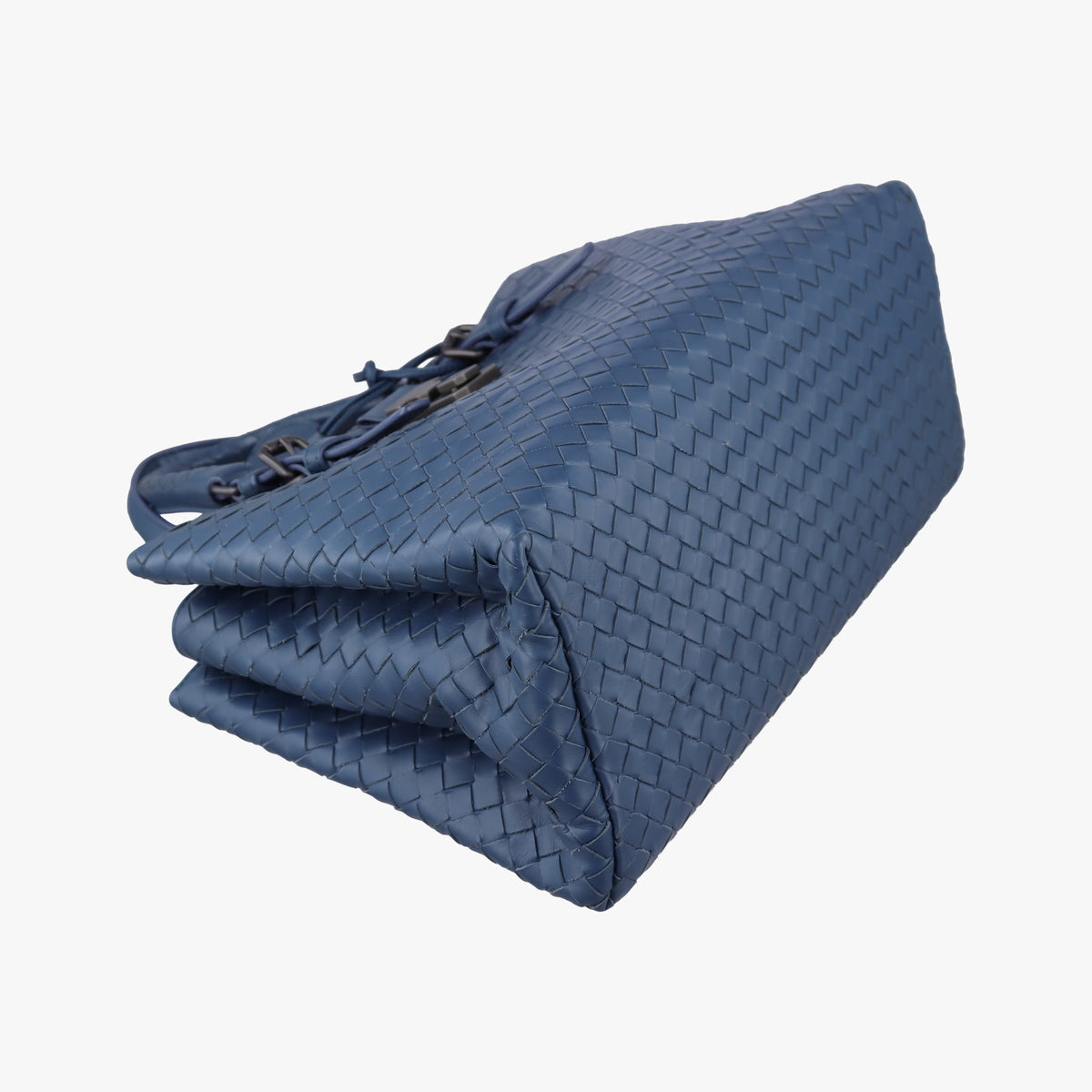 Pre-owned Bottega Veneta Roma Intrecciato Navy lambskin  shoulderbag | stylenewstar