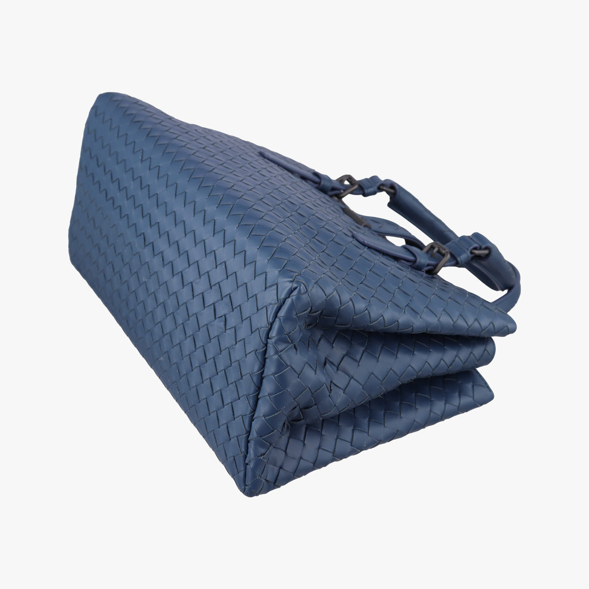 Pre-owned Bottega Veneta Roma Intrecciato Navy lambskin  shoulderbag | stylenewstar