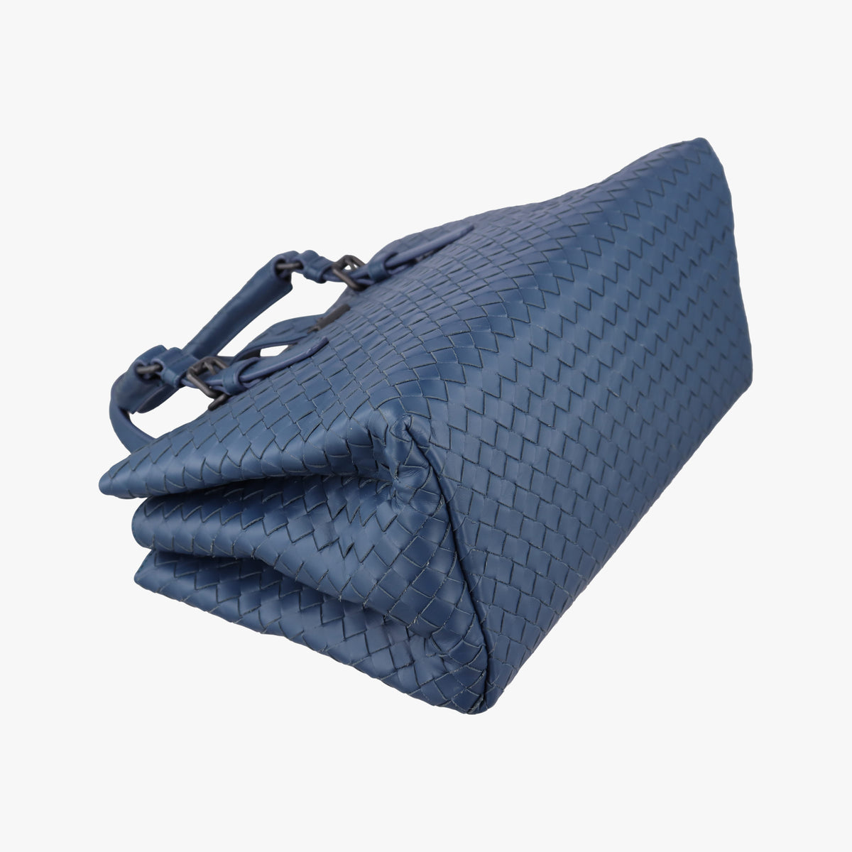 Pre-owned Bottega Veneta Roma Intrecciato Navy lambskin  shoulderbag | stylenewstar