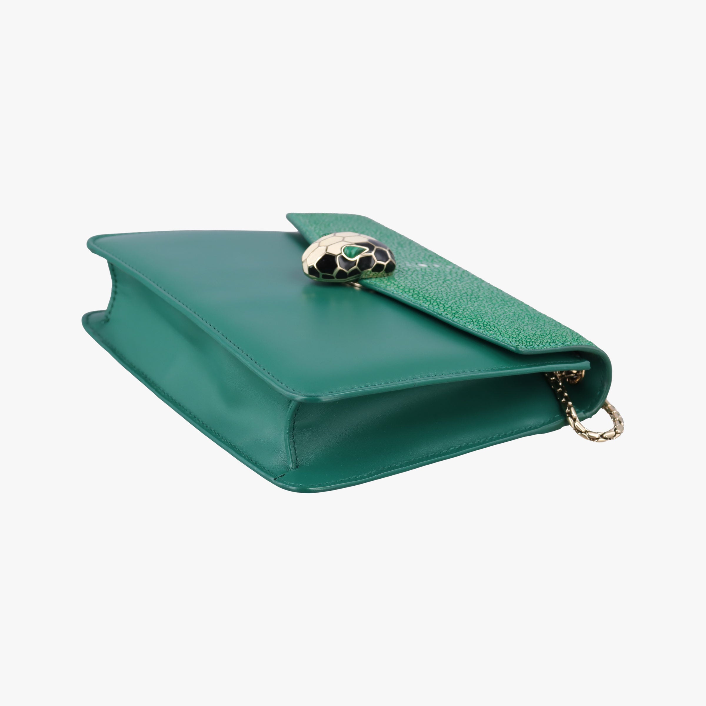 Secondhand Bvlgari Serpenti Green Galuchat Skin×Leather  shoulderbag | stylenewstar