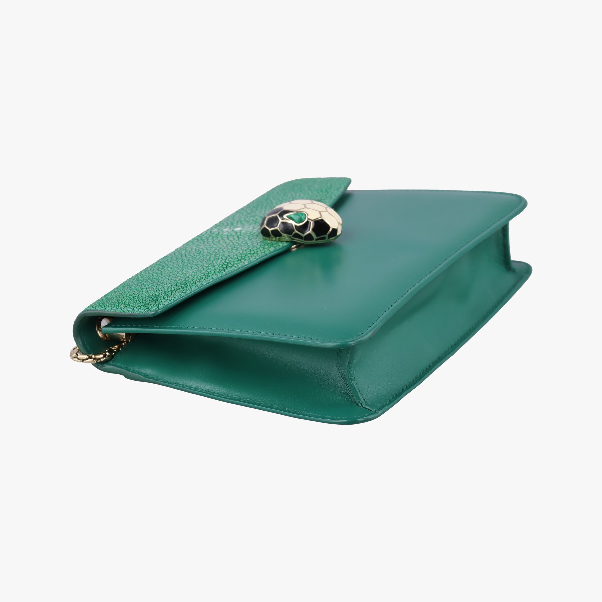 Secondhand Bvlgari Serpenti Green Galuchat Skin×Leather  shoulderbag | stylenewstar