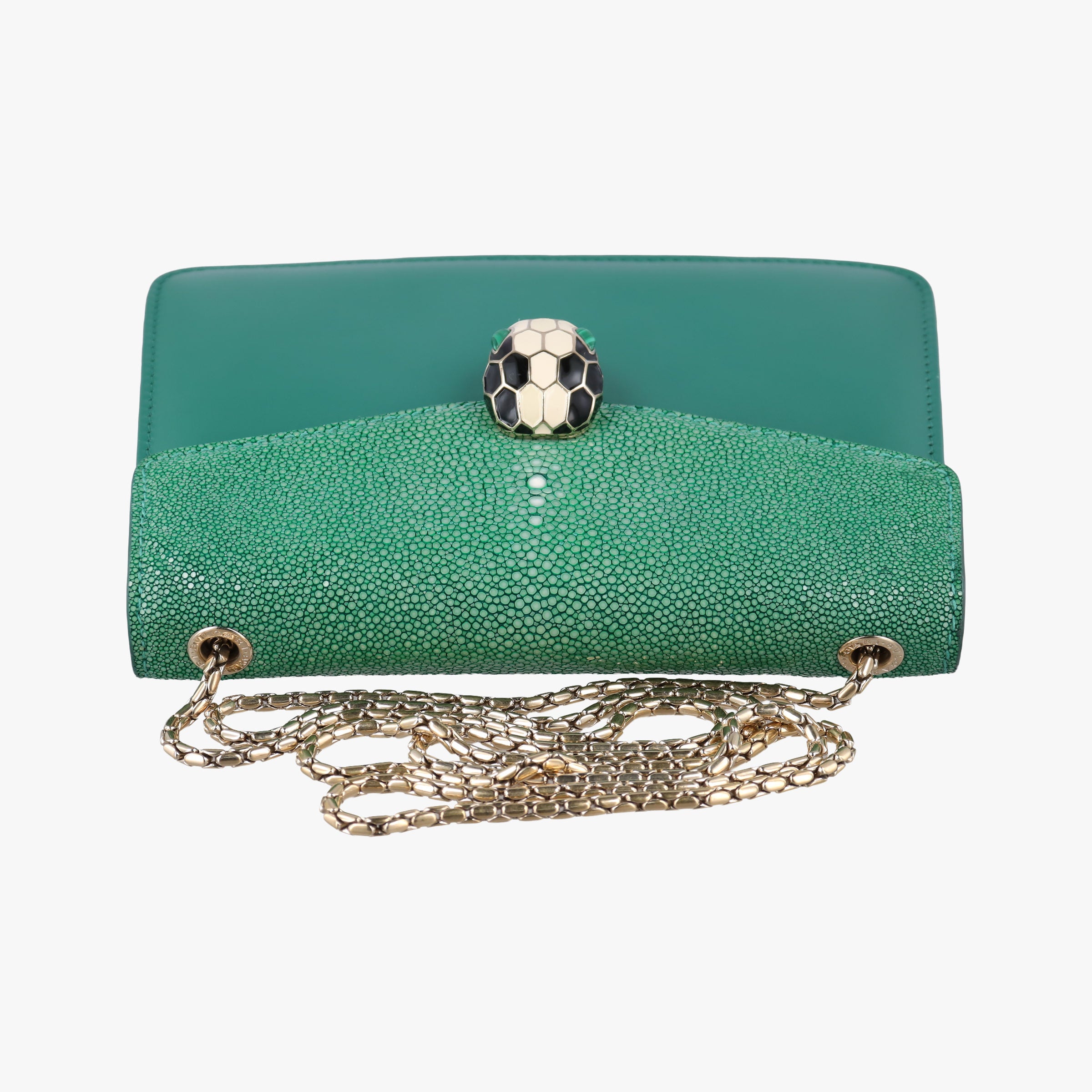 Secondhand Bvlgari Serpenti Green Galuchat Skin×Leather  shoulderbag | stylenewstar